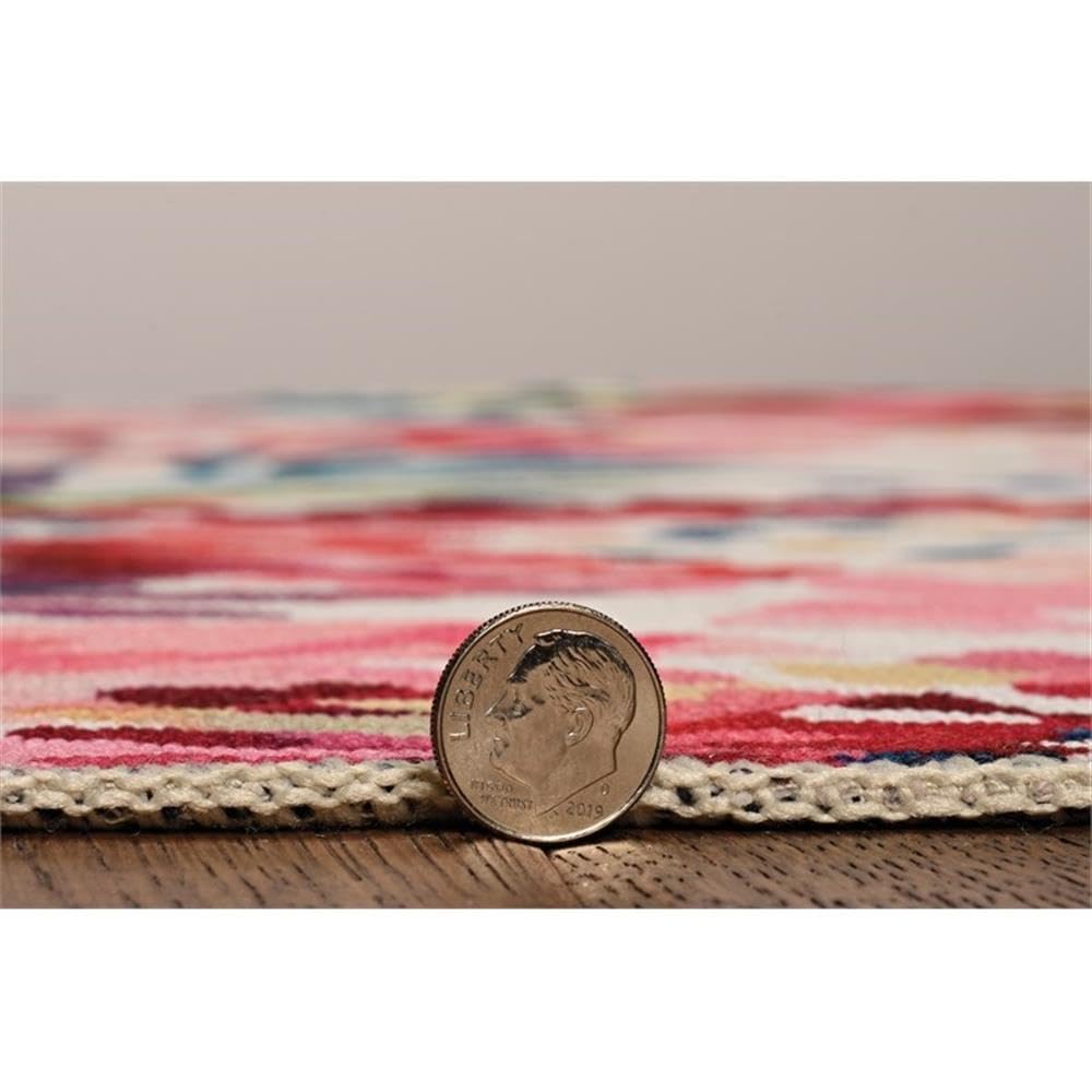 Linon Washable Gatlin Polyester 5'x7' Area Rug in Raspberry Red - Soft Non-Slip Living Room Rug for Bedroom, Dorm & Home Decor