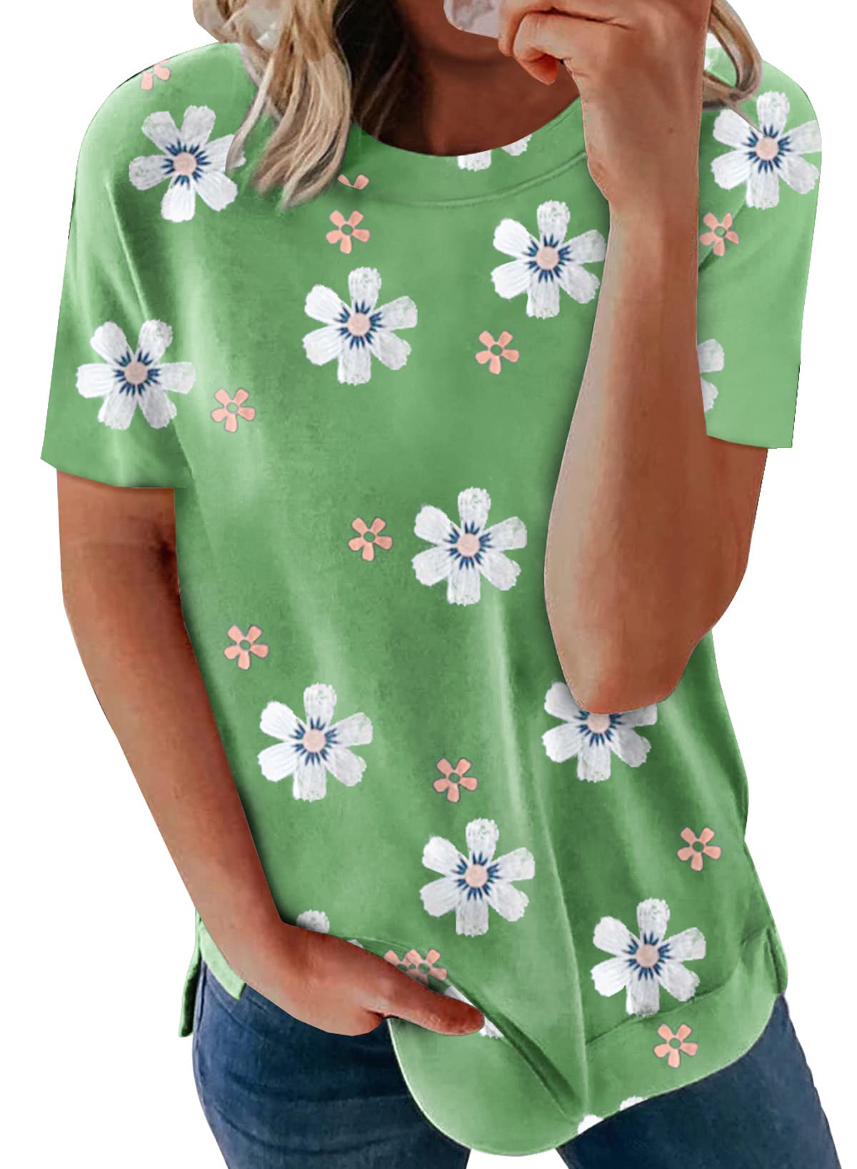 SHEWIN Women's Summer Tops Casual Short Sleeve Loose Fit T-Shirt - Breathable Comfort Tee for Outdoor Activities, Beach & Daily Wear