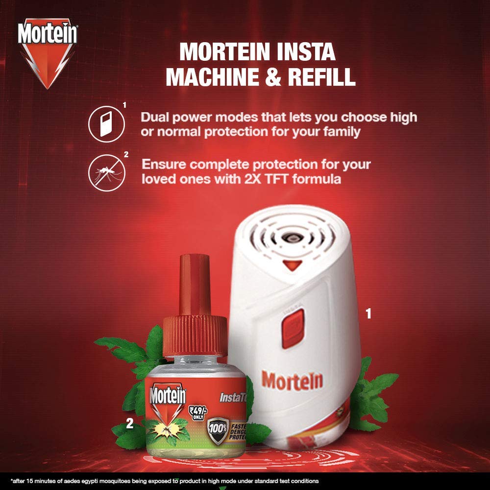 Mortein Insta Refill - Tulsi Scented Mosquito Repellent Refill 35ml + 25% Extra | Effective Insect Protection for Home, Outdoor & Travel Use