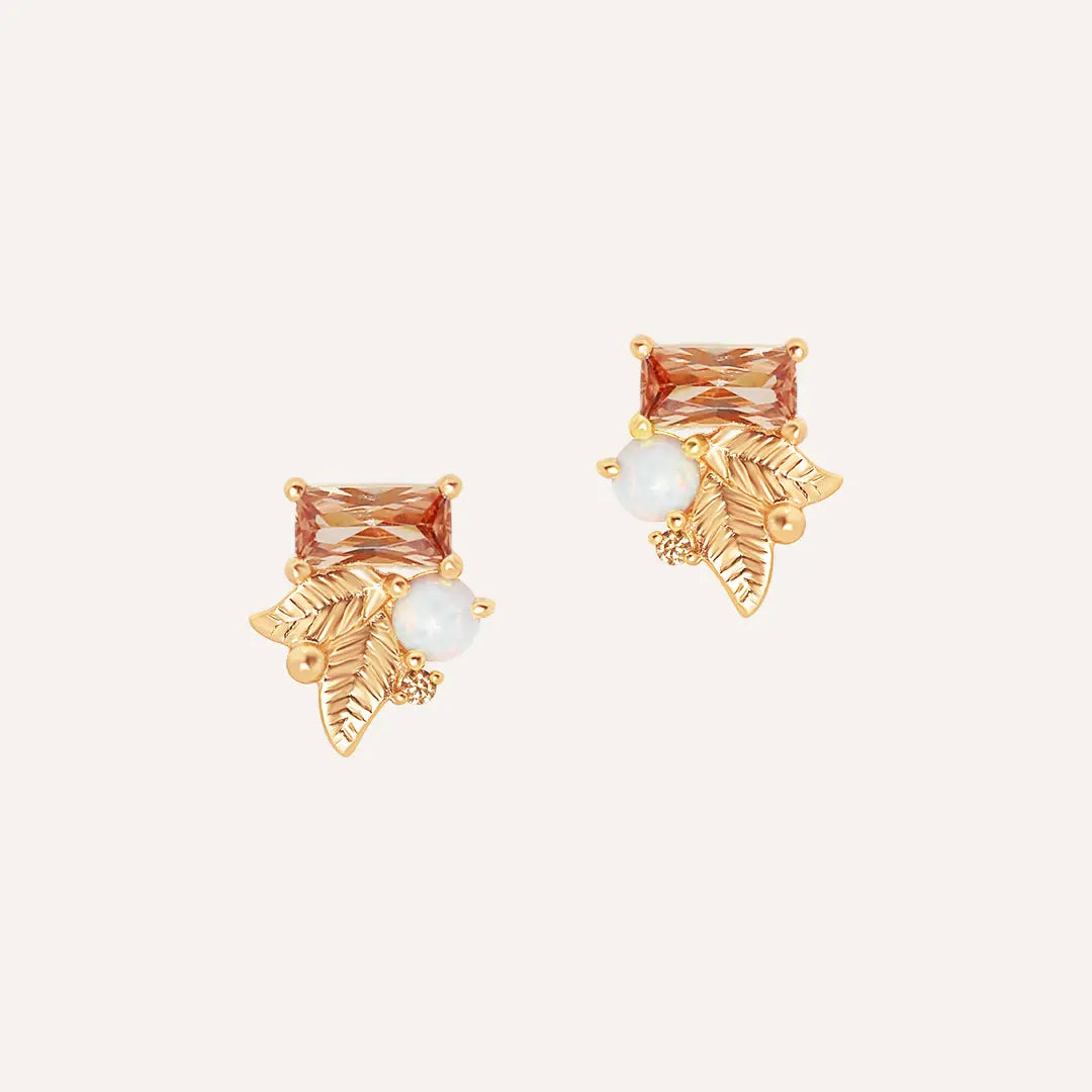 Abundance Leaf Stud Earrings - Dainty Gold Leaf Earrings for Women - Perfect for Everyday Wear & Boho Style Outfits