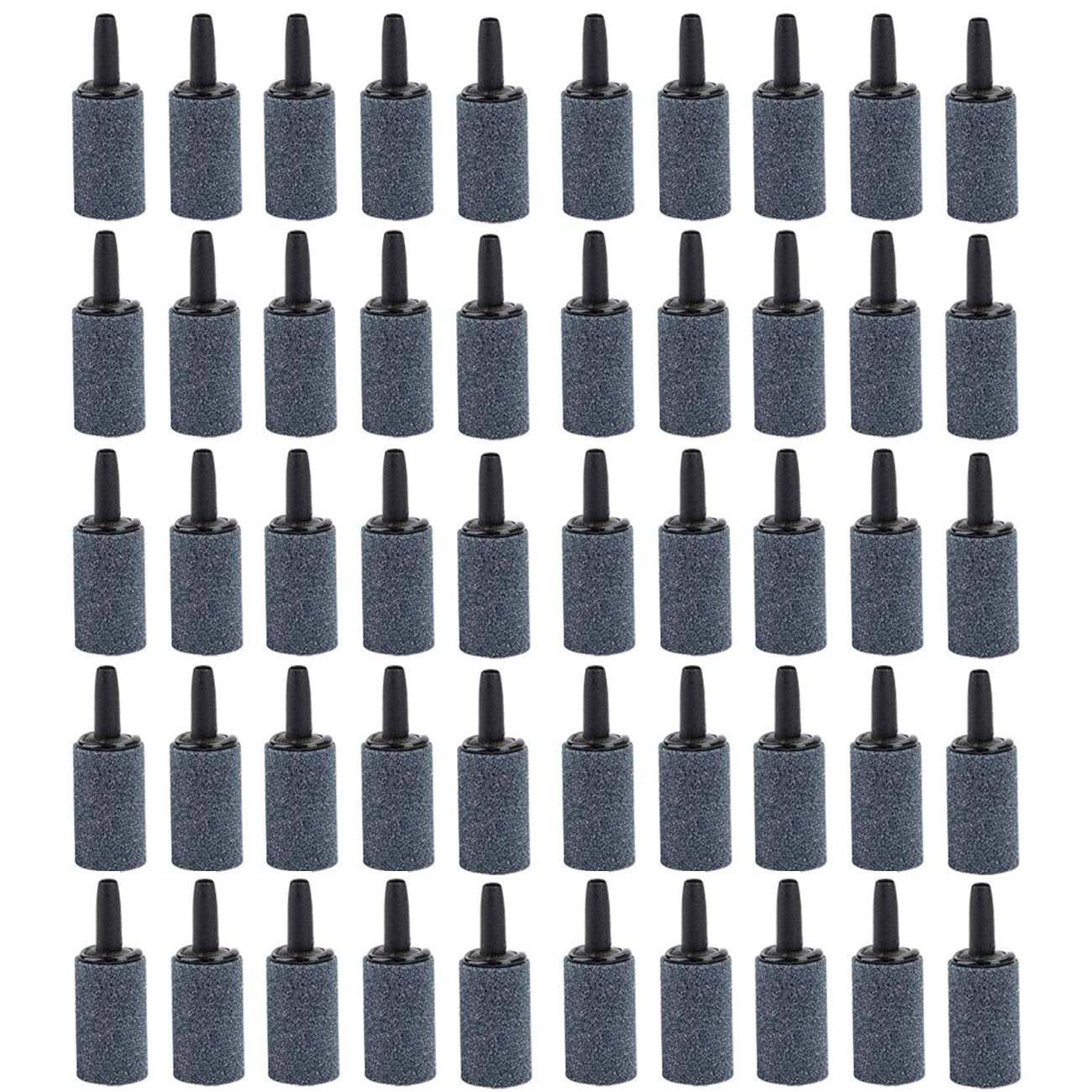 50 Pack 1 Inch Aquarium Air Stone - Cylinder Bubble Diffuser for Fish Tank, Hydroponics & Oxygenation - High Efficiency Grey Airstone Bubbler Pump Accessories (Ideal for Home Aquariums, Fish Breeding & Hydroponic Systems)