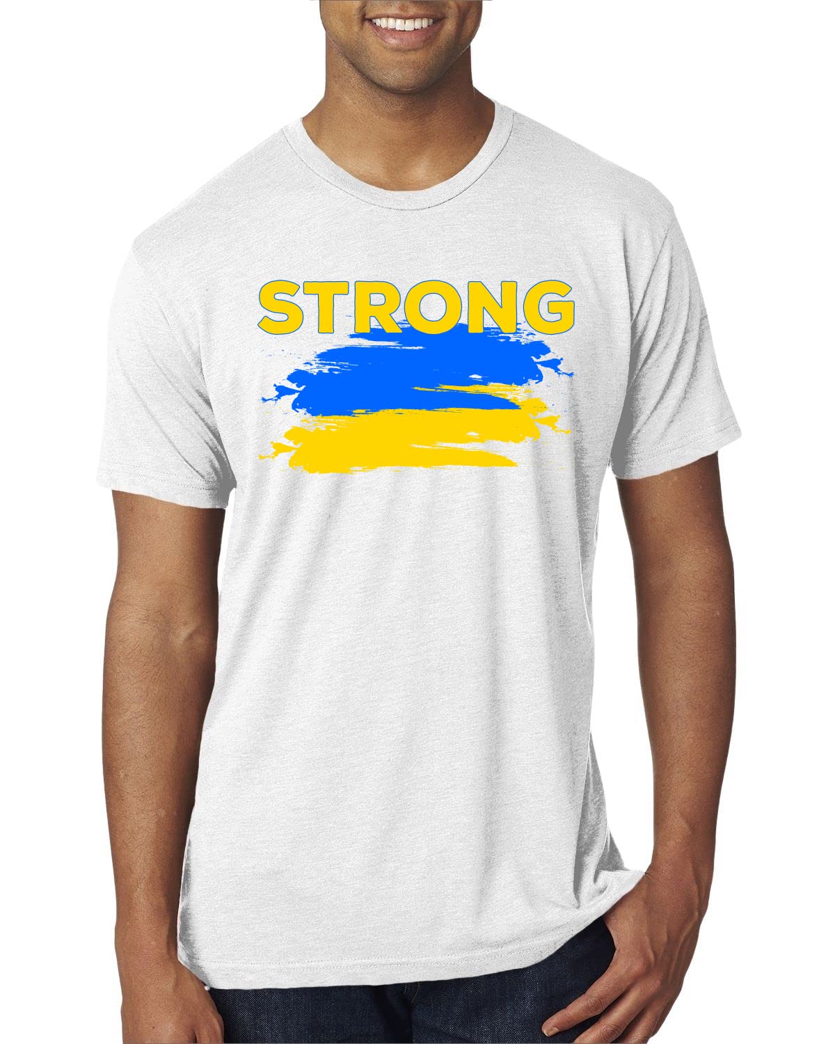 Ukrainian Strong Vintage Political Men's Premium Tri-Blend T-Shirt - Patriotic Graphic Tee for Casual Wear & Political Support