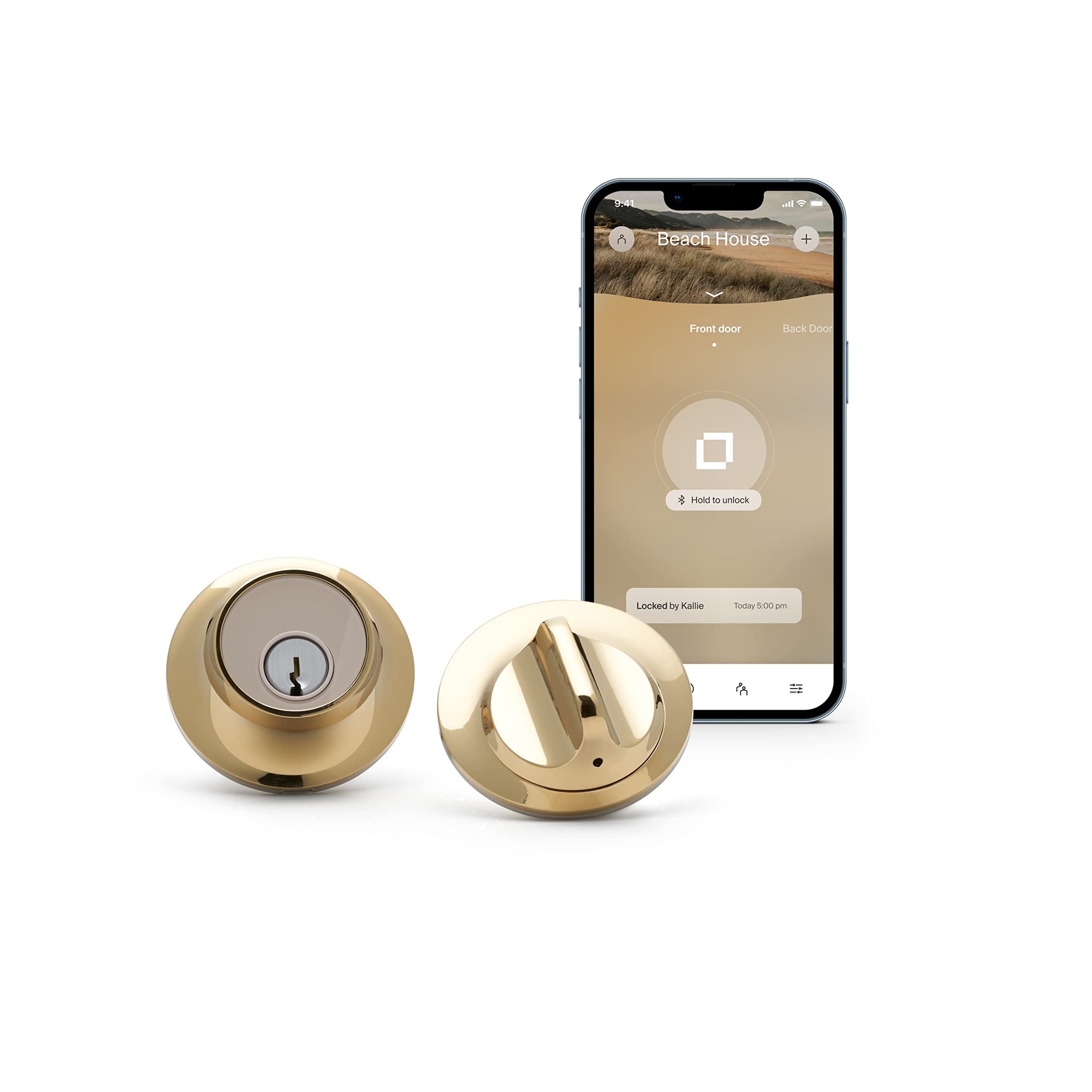 Level Lock Smart Lock - World's Smallest Smart Lock for Home Security - iOS & Android App Control - Apple HomeKit Compatible (Polished Brass) - Perfect for Smart Homes, Apartments & Vacation Rentals