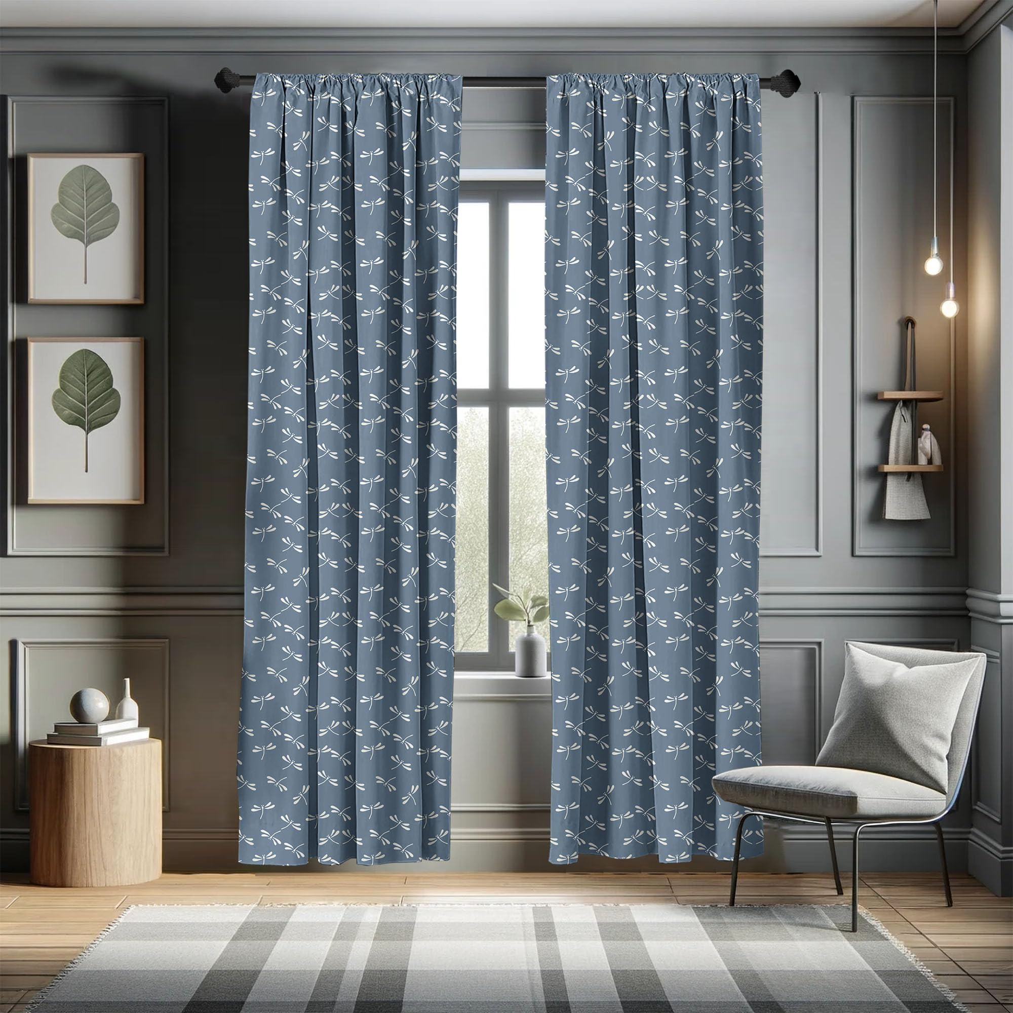Ambesonne Dragonfly Curtains - Tropical Wildlife Japanese Style Window Treatments, 2 Panel Set (28