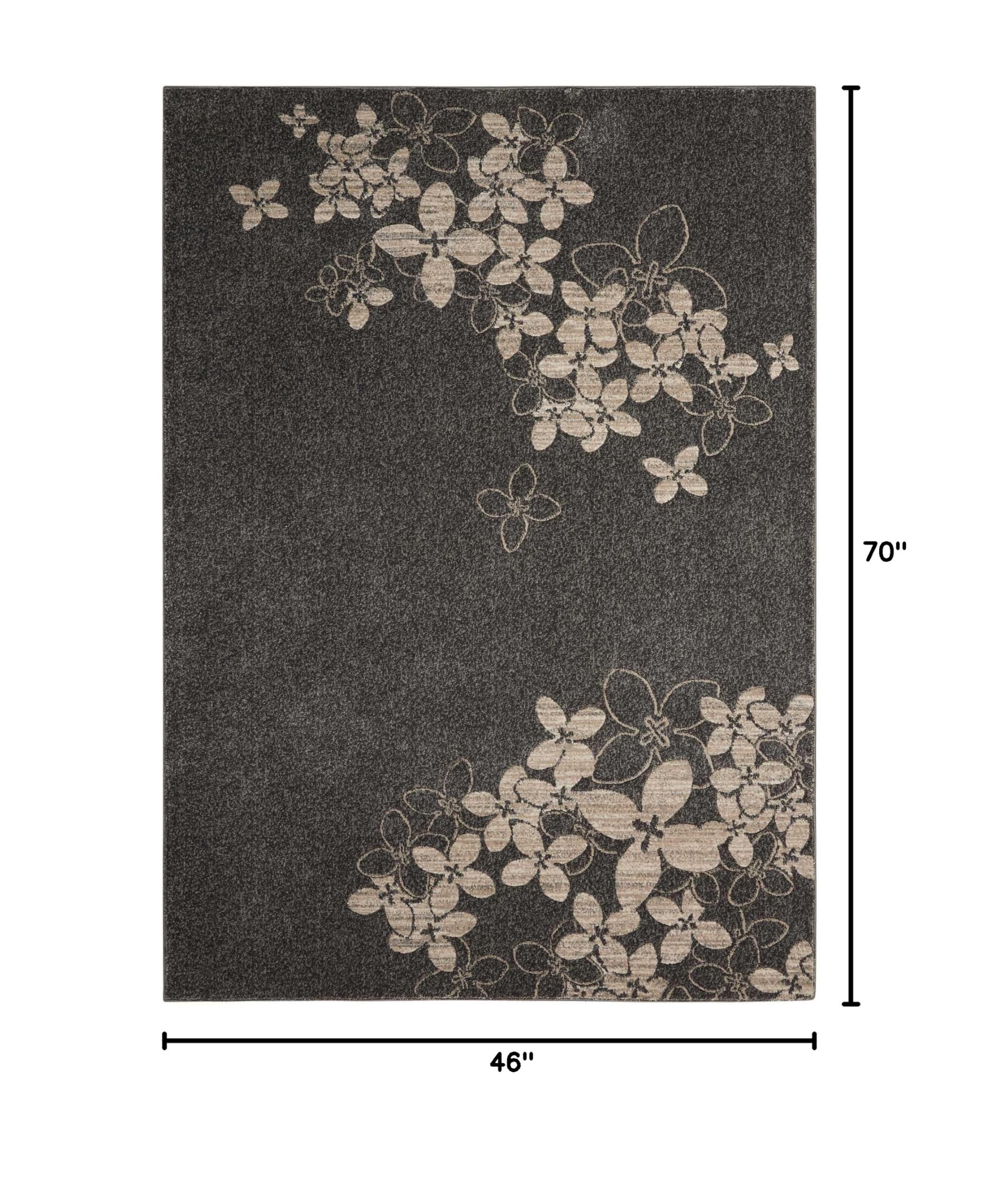 Nourison Maxell Contemporary Charcoal 4x6 Area Rug - Easy Clean, Non-Shedding, Stain Resistant - Perfect for Bedroom, Living Room, Dining Room & Kitchen - Soft & Durable Home Decor