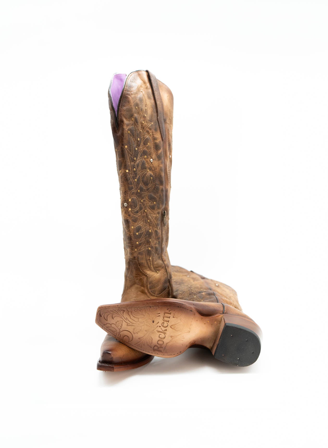 Paulina Women's Tall Wide Calf Cowgirl Boots - Comfortable Snip Toe Western Riding Boots for Country Dancing, Rodeo & Outdoor Activities