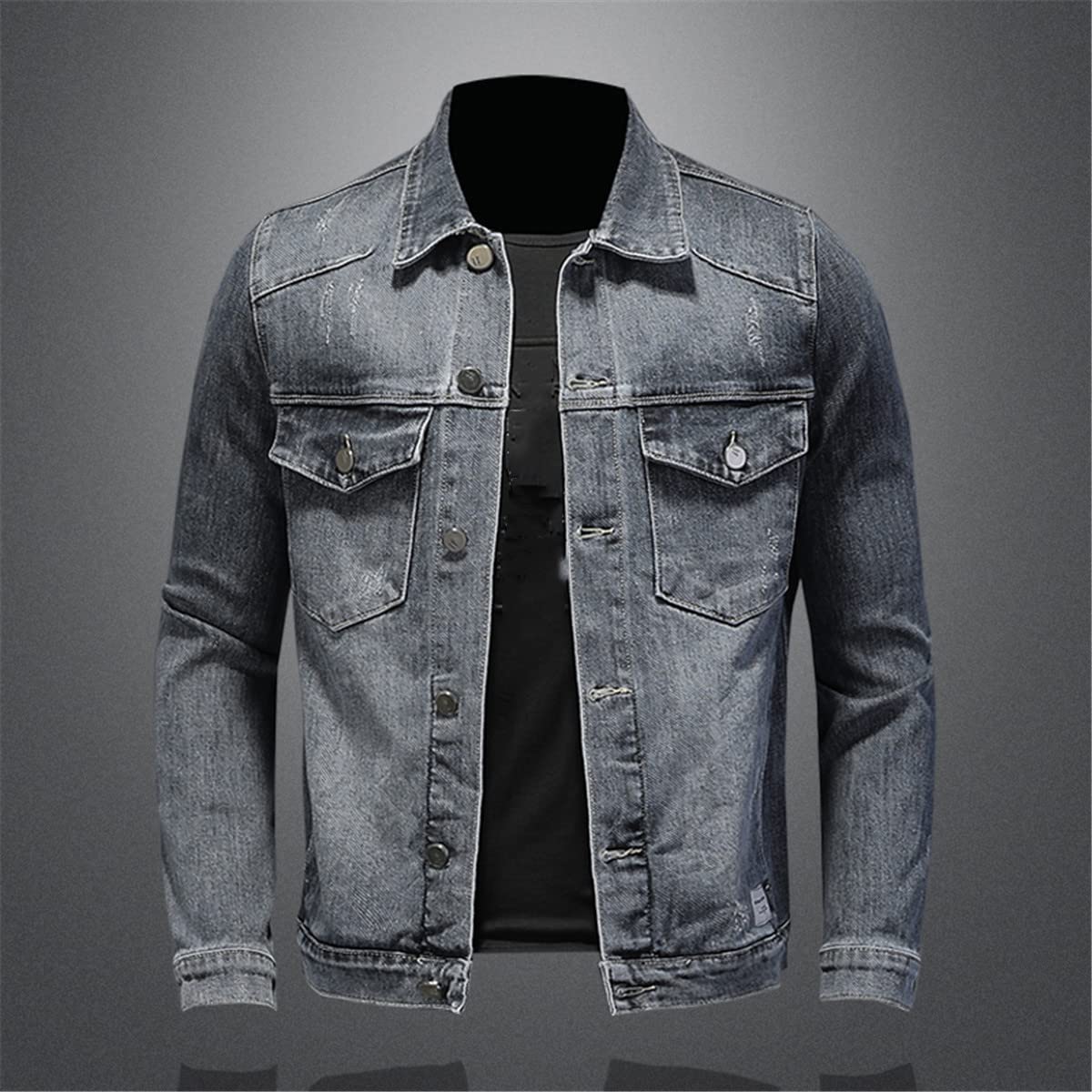 Men's Slim Fit Denim Jacket - Single Breasted Casual Coat for Spring & Fall | Perfect for Outdoor Activities, Date Nights & Layering