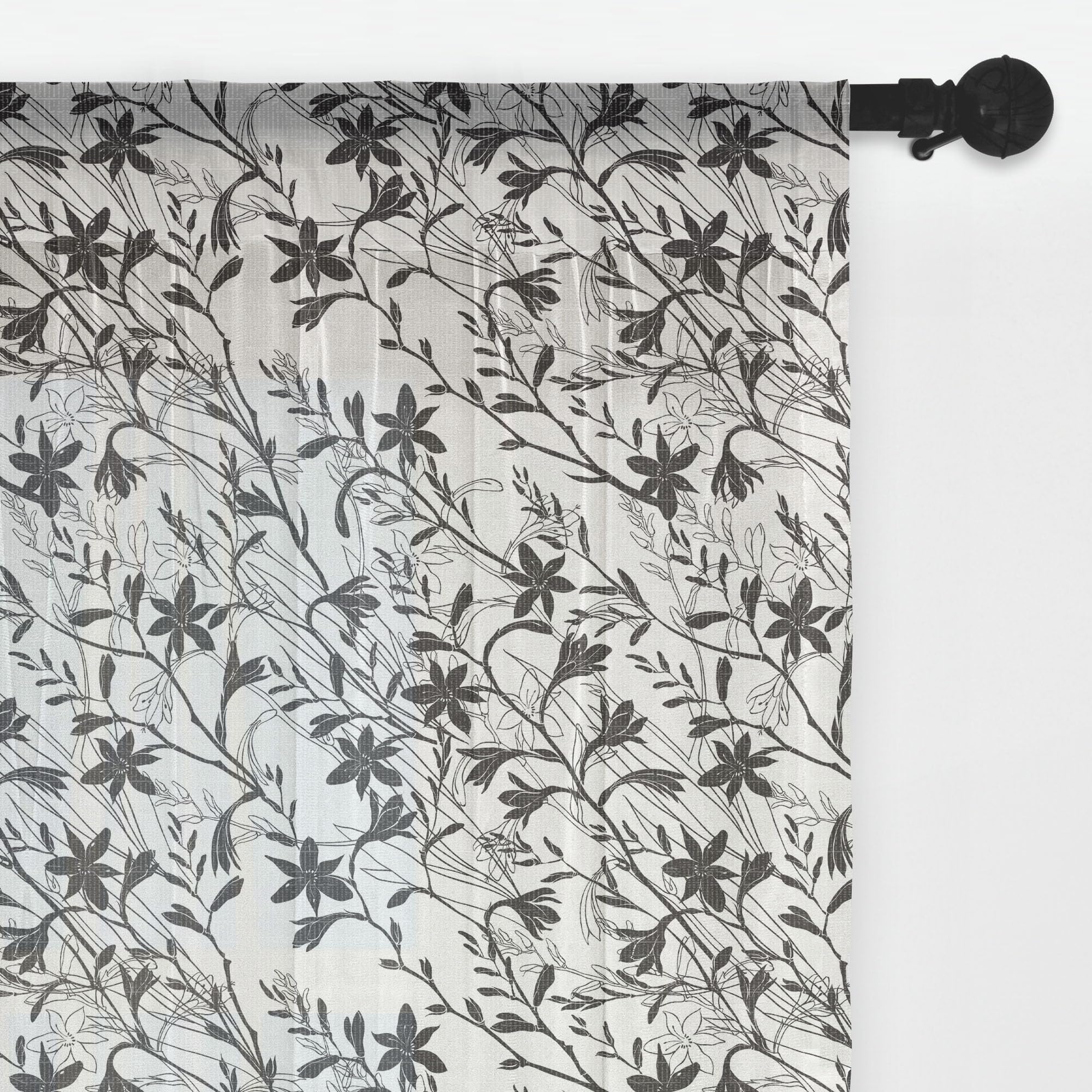 Ambesonne Floral Tulle Curtains with Rod Pocket - Blooming Wildflower Sheer Drapes for Living Room & Bedroom, 108