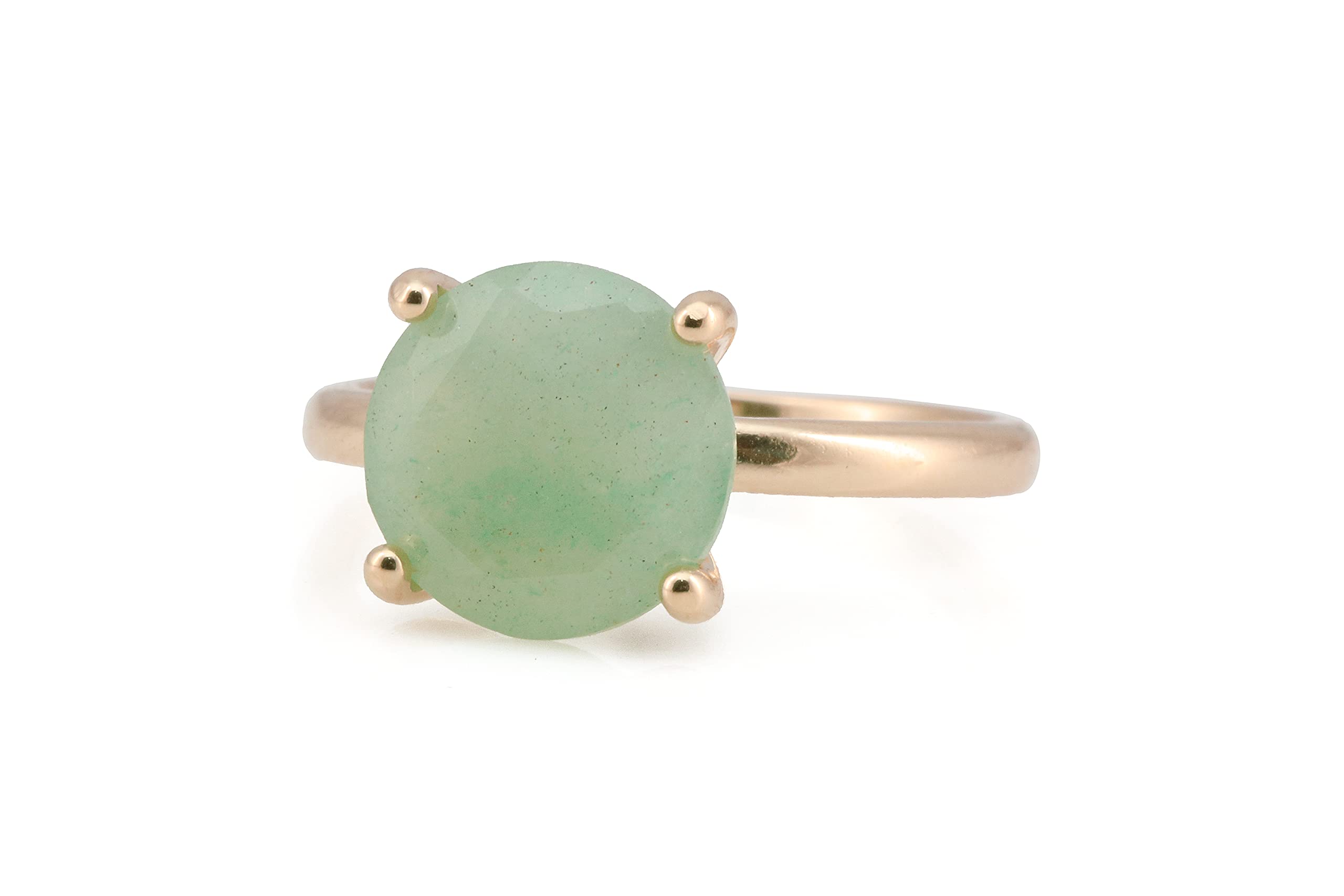 Handmade 14k Rose Gold Aventurine Stone Ring for Women | Unique Green Gemstone Jewelry | Fashion Statement & Gift with Box | Perfect for Weddings, Parties & Everyday Wear