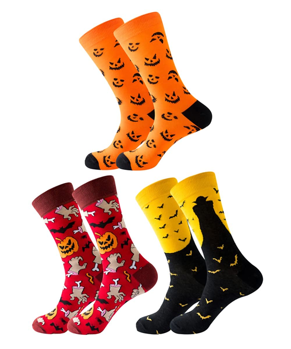 SherryDC Halloween Socks for Men & Women - Pumpkin Bat Spider Patterned Crew Socks, Funny Novelty Cotton Socks for Costume Parties, Cosplay & Holiday Gifts