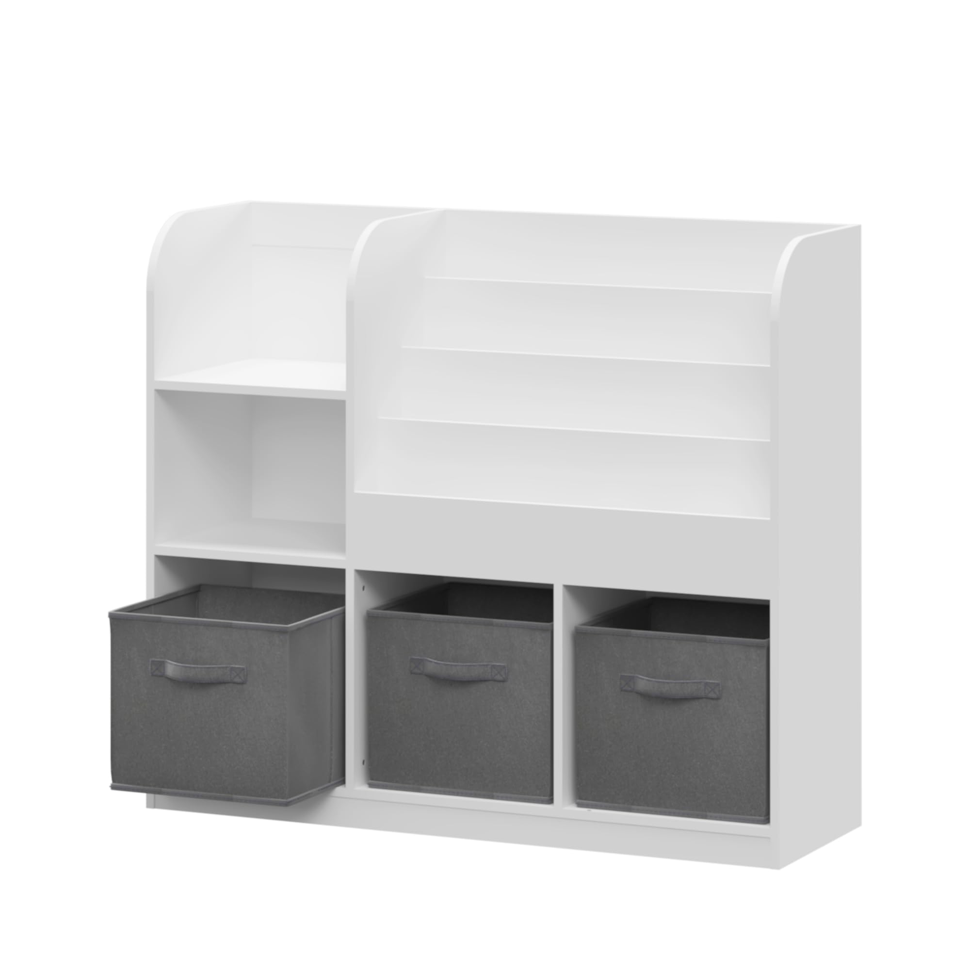 Kids Bookcase and Bookshelf with 3 Collapsible Fabric Drawers - Multi-Layer Toy Organizer for Nursery, Bedroom & Playroom - Perfect for Storytime, Toy Storage & Kids Room Organization