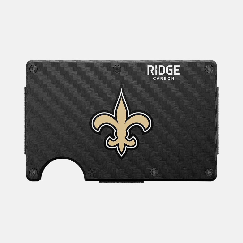 Ridge Wallet New Orleans Saints Carbon Fiber 3K Slim Minimalist RFID Blocking Wallet for Men - Perfect for Everyday Carry, Travel & Gifts