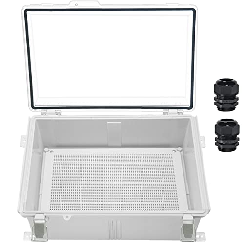 Zulkit IP67 Waterproof Electrical Junction Box with Hinged Clear Cover, Stainless Steel Buckle & Mounting Plate - 17.7