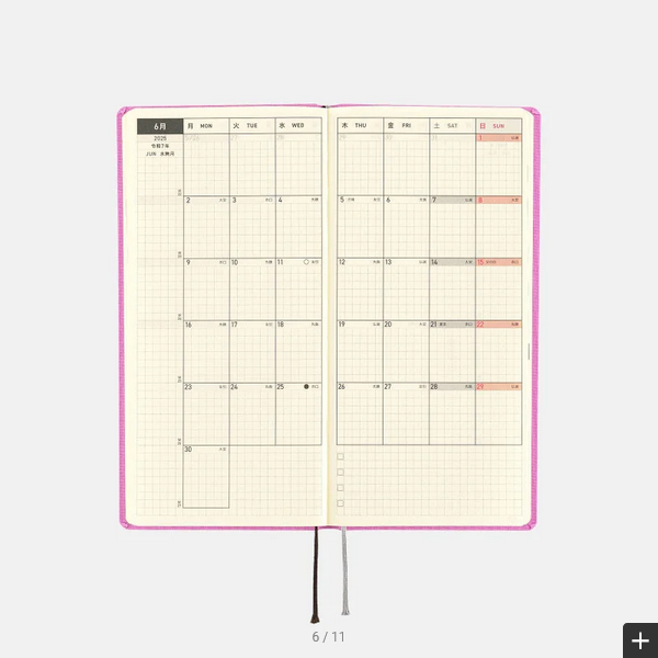 Hobonichi Techo 2025 Planner - Sweet Purple Weeks Hardcover, Weekly Horizontal Layout, English Edition (January Start, Monday Start) | Perfect for Journaling, Scheduling & Productivity