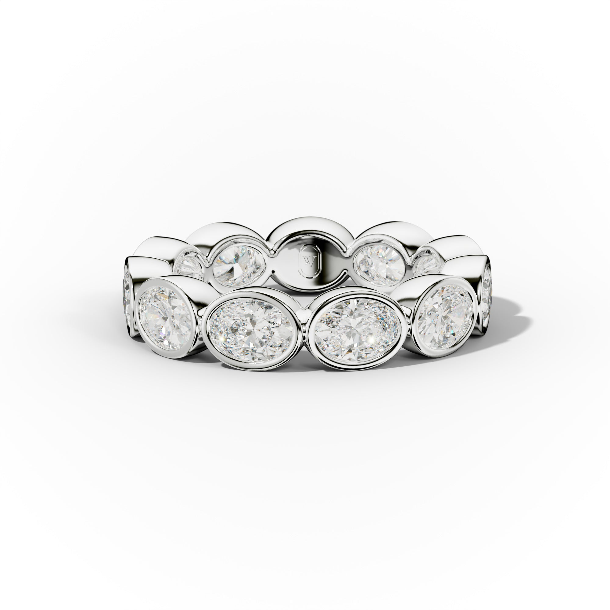 3.0 Carat East West Oval Cut Bezel Set Diamond Eternity Band for Women - Wedding, Engagement, Anniversary Jewelry Gift - Perfect for Bridal Stacking Rings & Special Occasions