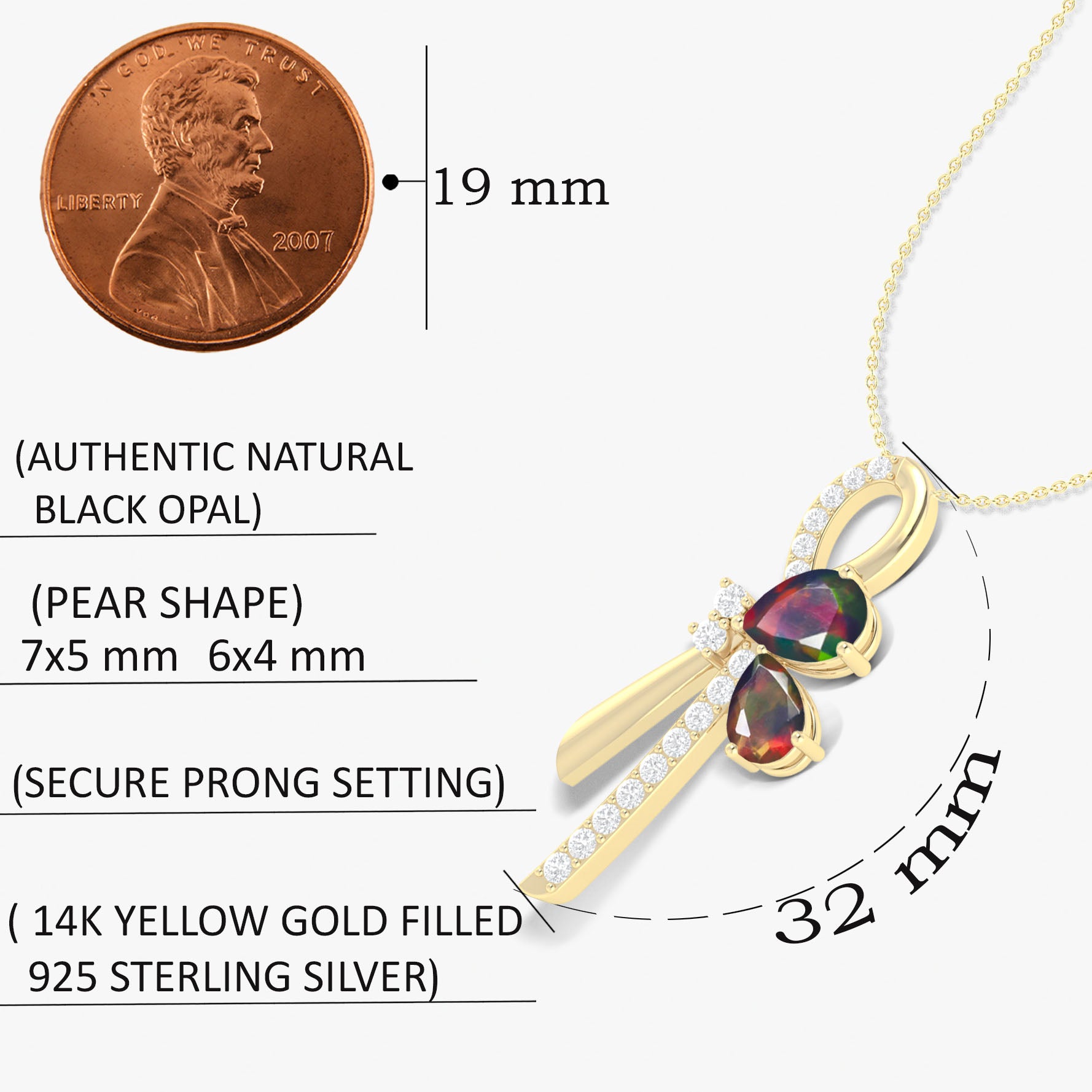 Black Opal Cross Pear-Shaped Necklace for Women – Elegant Gothic Jewelry Gift for Christmas, Birthday & Special Occasions