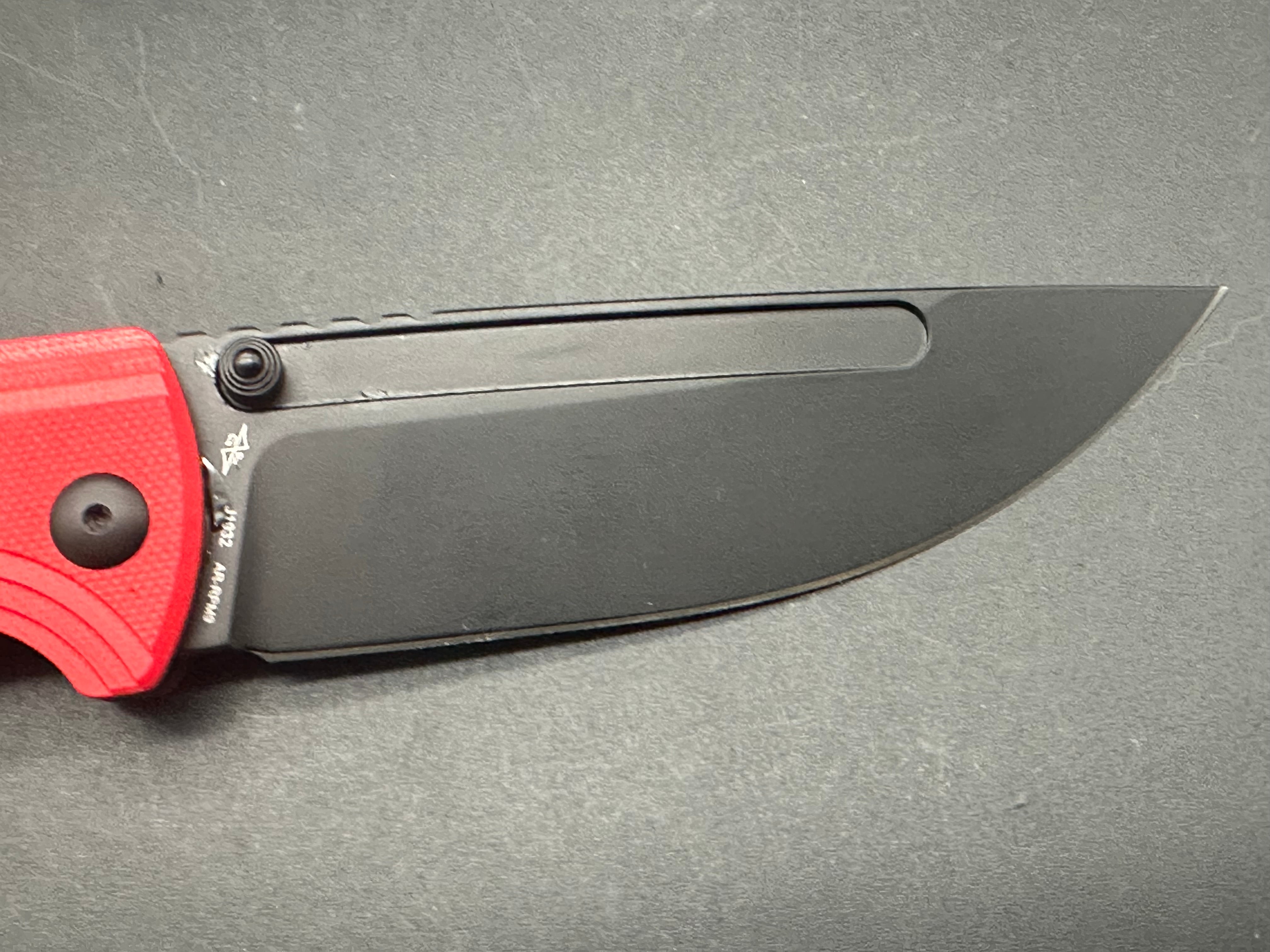 CJRB Liner Lock Folding Knife - Red G10 Handle, EDC Pocket Knife for Outdoor Camping, Hiking & Everyday Carry