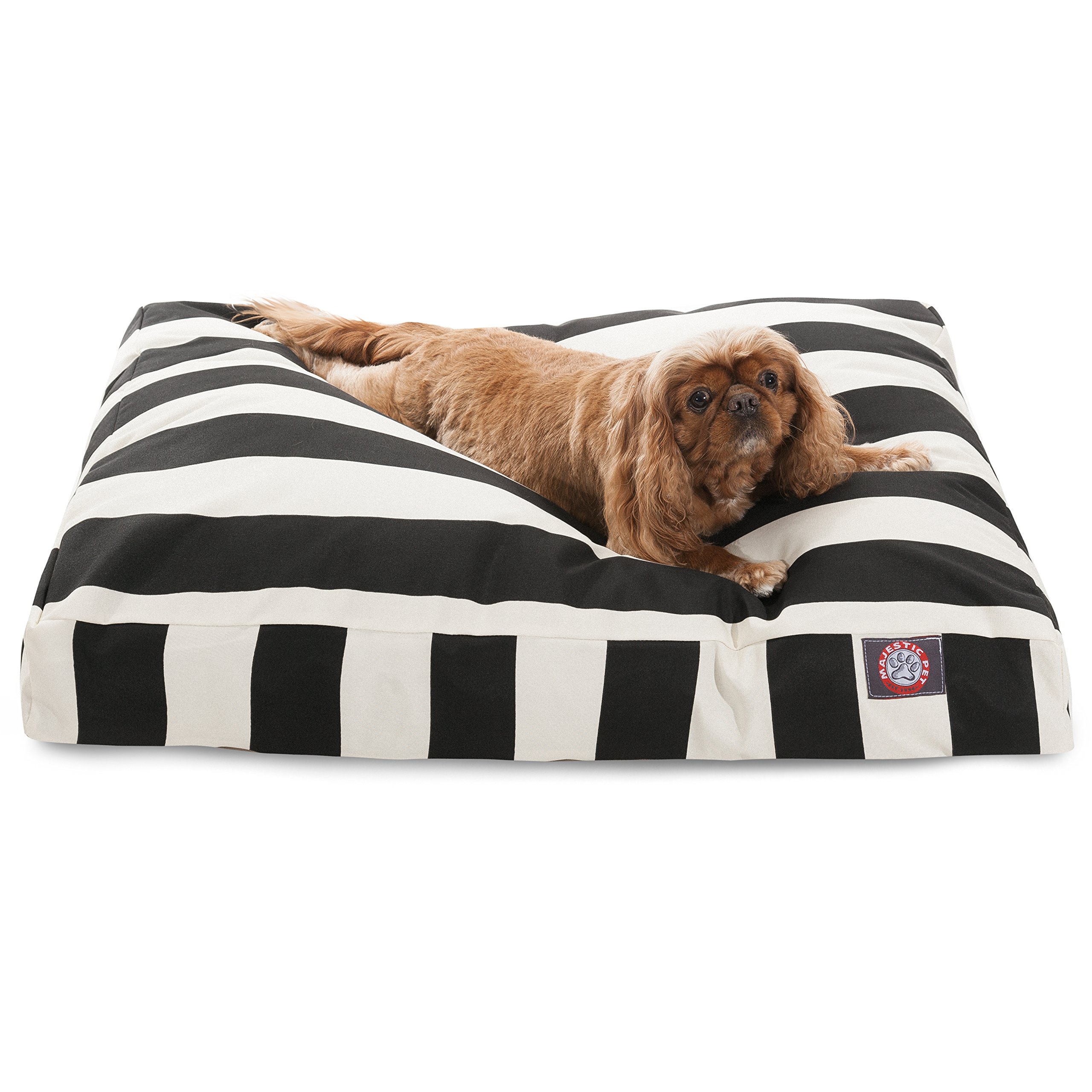 Majestic Pet Stripes Rectangle Medium Dog Bed – Washable, Non-Slip & Comfy Pet Bed with Removable Cover – Polyester Fiber Crate/Kennel Bed for Dogs – Perfect for Sleeping, Lounging & Travel (Medium, Black)