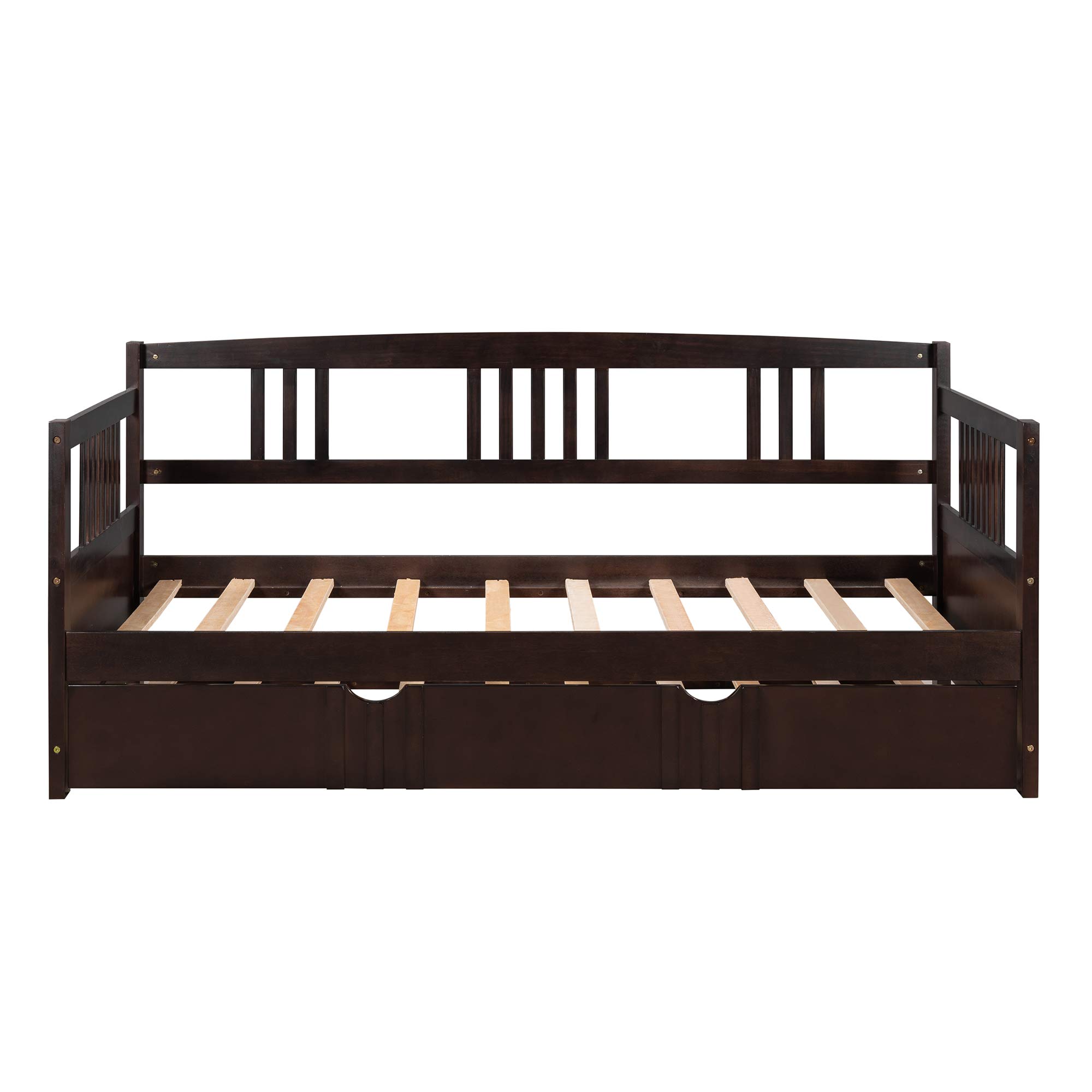 Harper & Bright Designs Twin Daybed with Trundle - Wooden Sofa Bed for Living Room, Guest Room & Kids Room - No Box Spring Needed - Espresso Finish - Perfect for Small Spaces, Sleepovers & Multi-Purpose Use
