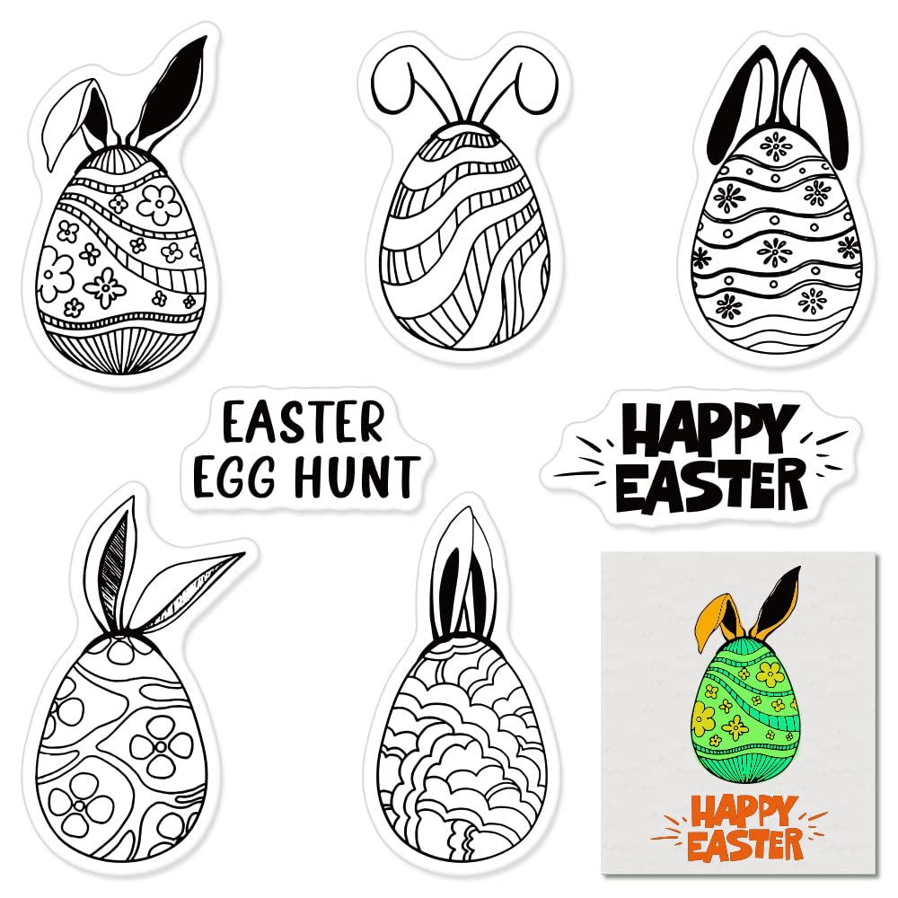 5-Piece Easter Egg Clear Stamps Set for Card Making, Scrapbooking & Paper Crafts - Happy Easter Blessing Words Transparent Rubber Stamps - Perfect for Greeting Cards, DIY Albums & Holiday Decorations