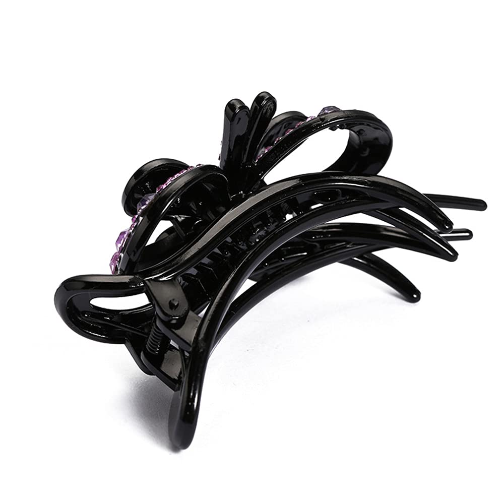 Yusier 4PCS Floral Rhinestone Butterfly Hair Clips - Elegant Ponytail & Duckbill Hair Clips for Women, Perfect for Weddings, Parties & Everyday Styling