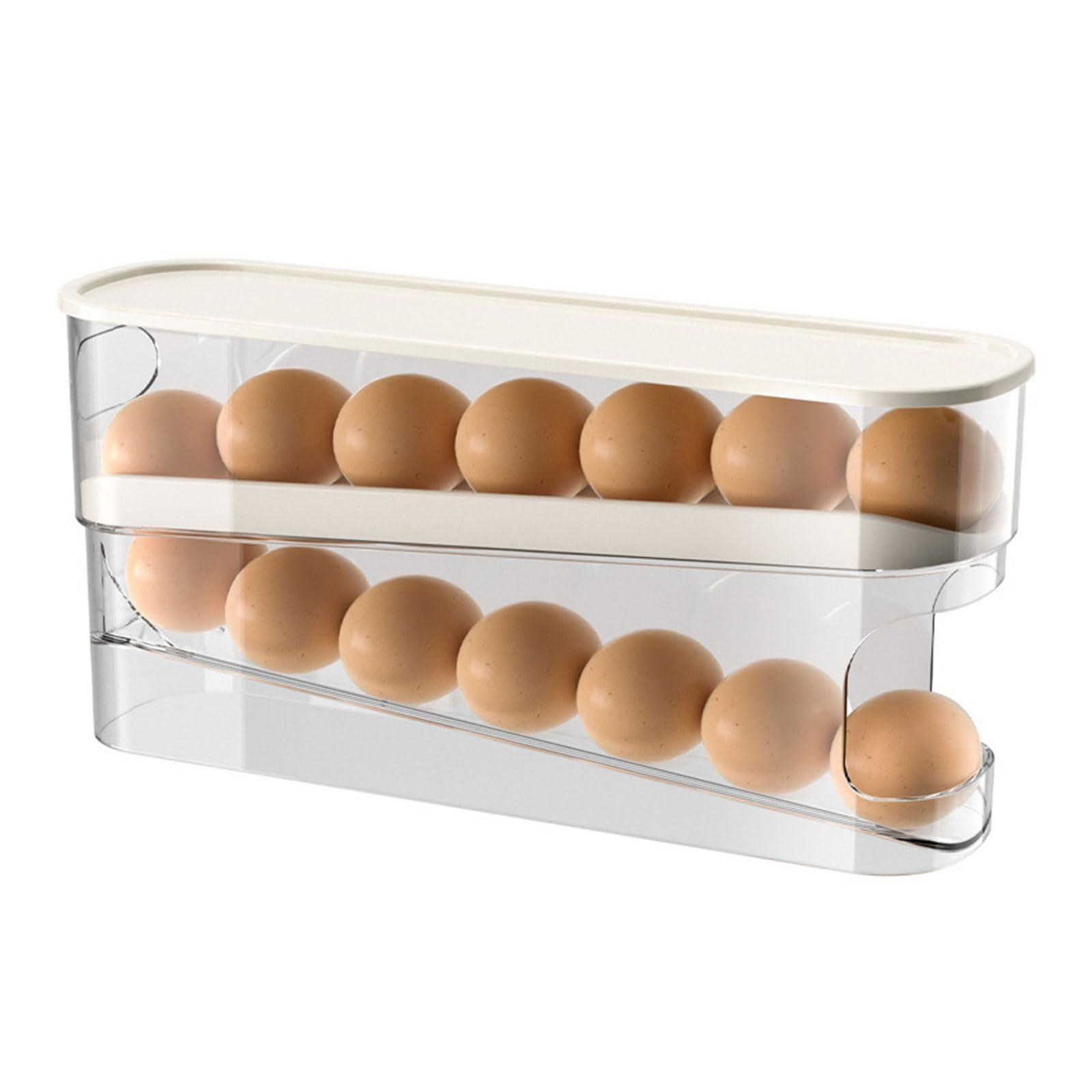 2 Layer Stackable Refrigerator Egg Organizer - Space Saving Fridge Egg Storage Rack & Dispenser for Fresh Eggs - Perfect for Kitchen Organization and Easy Access to Eggs