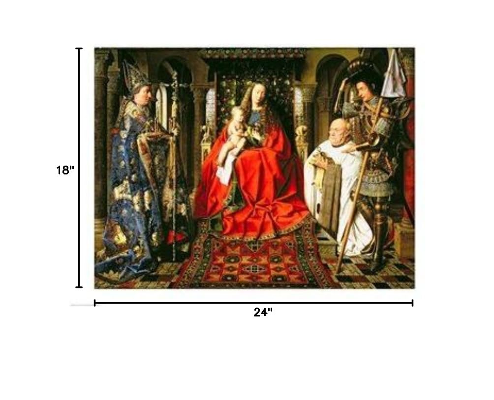 Jan Van Eyck Madonna and Child with Canon Joris der Paele 1436 Art Print - 24x18 Inch Religious Renaissance Poster - Perfect for Home Decor, Church Display & Art History Classrooms