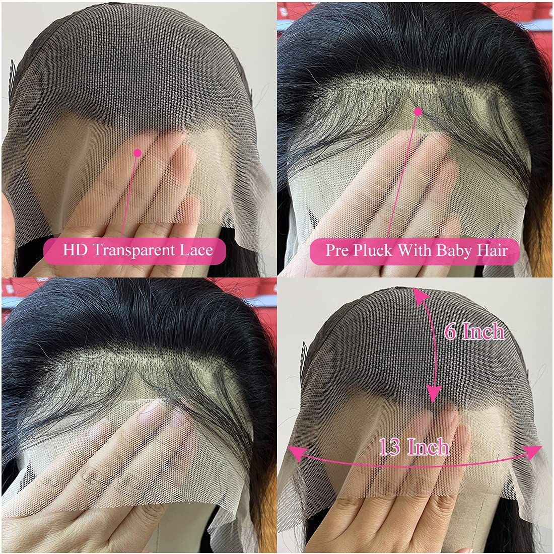 13x6 HD Lace Front Wigs Human Hair - 180% Density Pre Plucked Straight Glueless Wigs with Baby Hair | Natural Color 26 Inch Lace Frontal Wigs for Black Women | Perfect for Daily Wear, Parties & Special Occasions