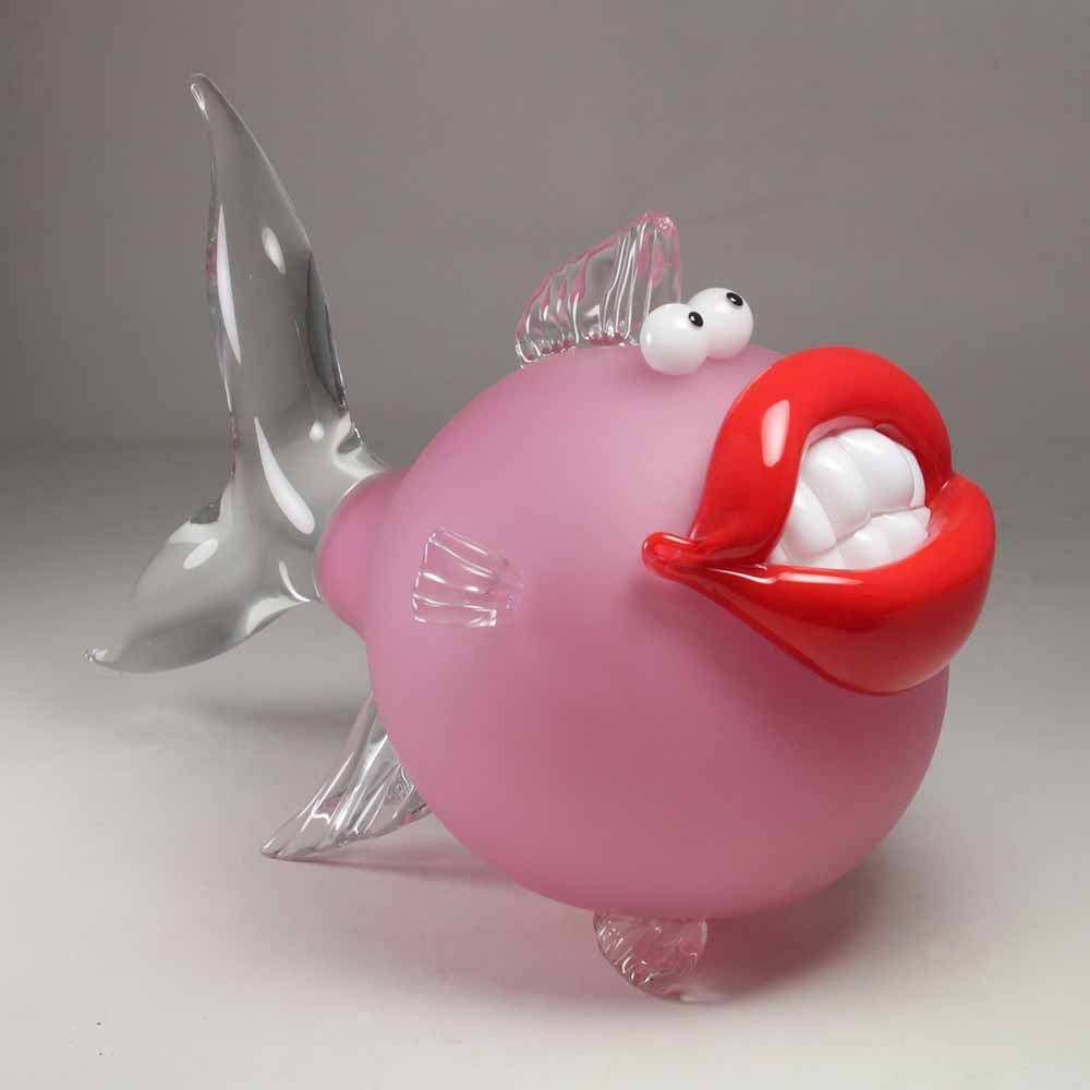 Pink Smile Glass Sculpture - Handmade Art Decor for Home & Office - Perfect for Gifts, Living Room, and Meditation Spaces