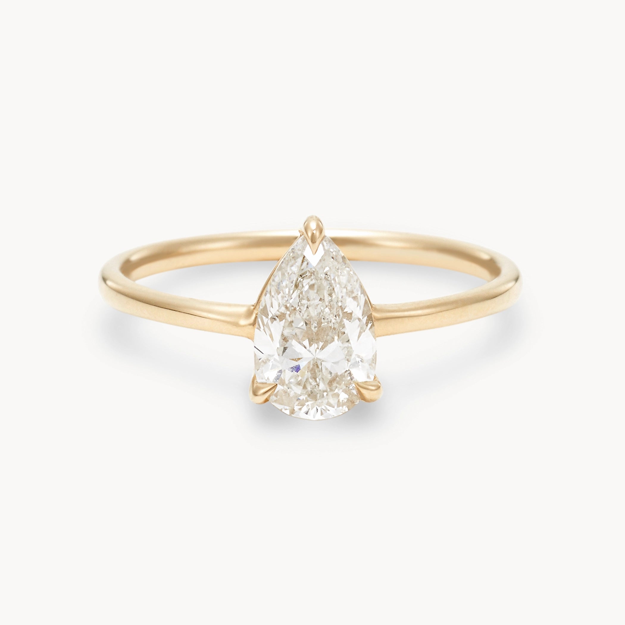14K Yellow Gold Pear Diamond Ring – Unique Sea to Sky Design – Perfect for Weddings, Anniversaries & Special Occasions