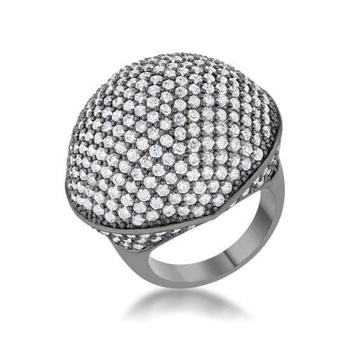 4.75ct Dara CZ Hematite Dome Cocktail Ring for Women - Elegant Evening Party Jewelry, Perfect for Weddings, Prom & Special Occasions