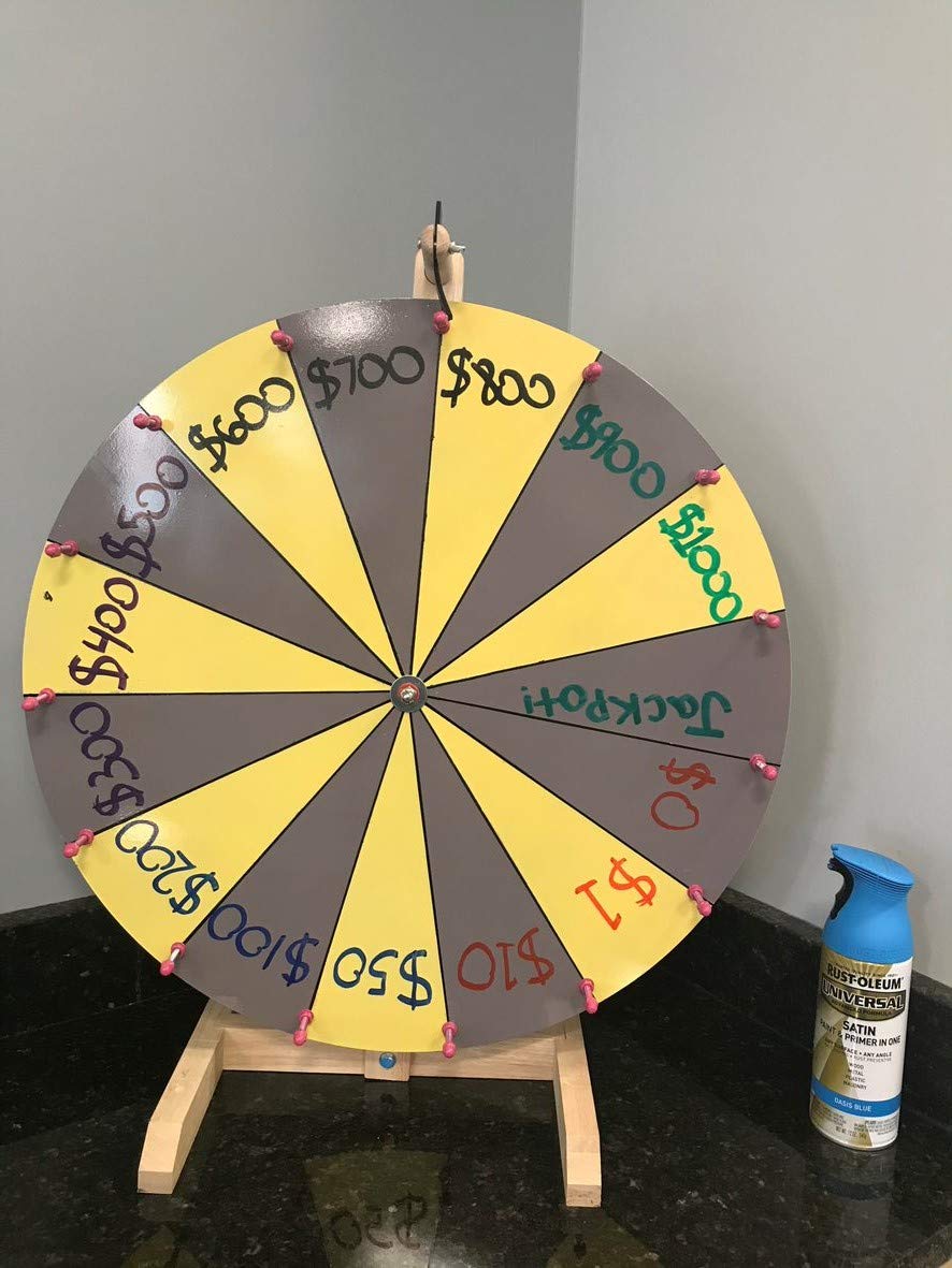 Woodwell 24-Inch Casino Prize Wheel - 15 Customizable Prize Slots, Durable Wooden Tabletop Spinner for Trade Shows, Parties & Events | Includes Markers & Eraser | Perfect for Fundraisers, Game Nights & Promotions
