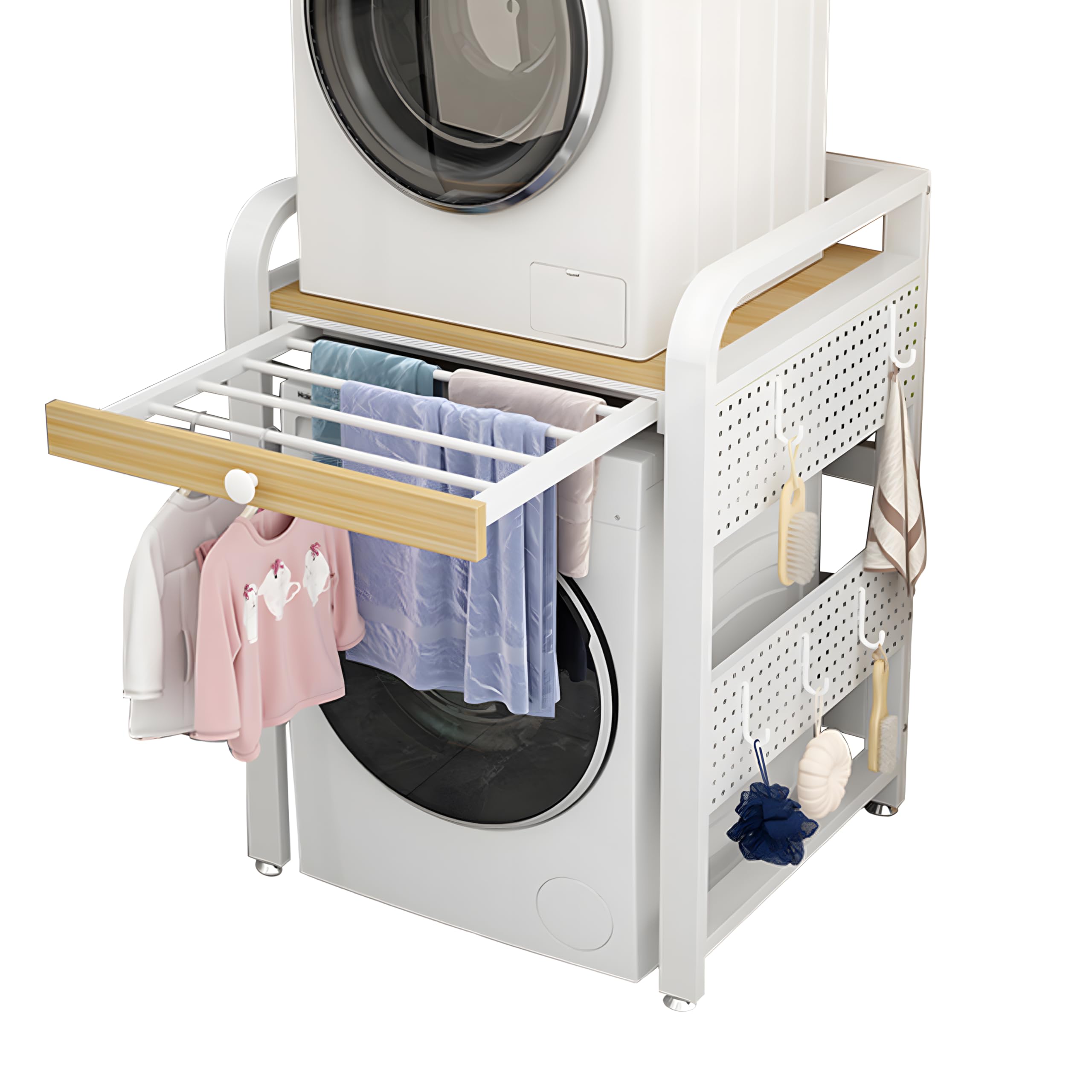 HIYOUGO Stackable Washer Dryer Storage Shelf - 24.4