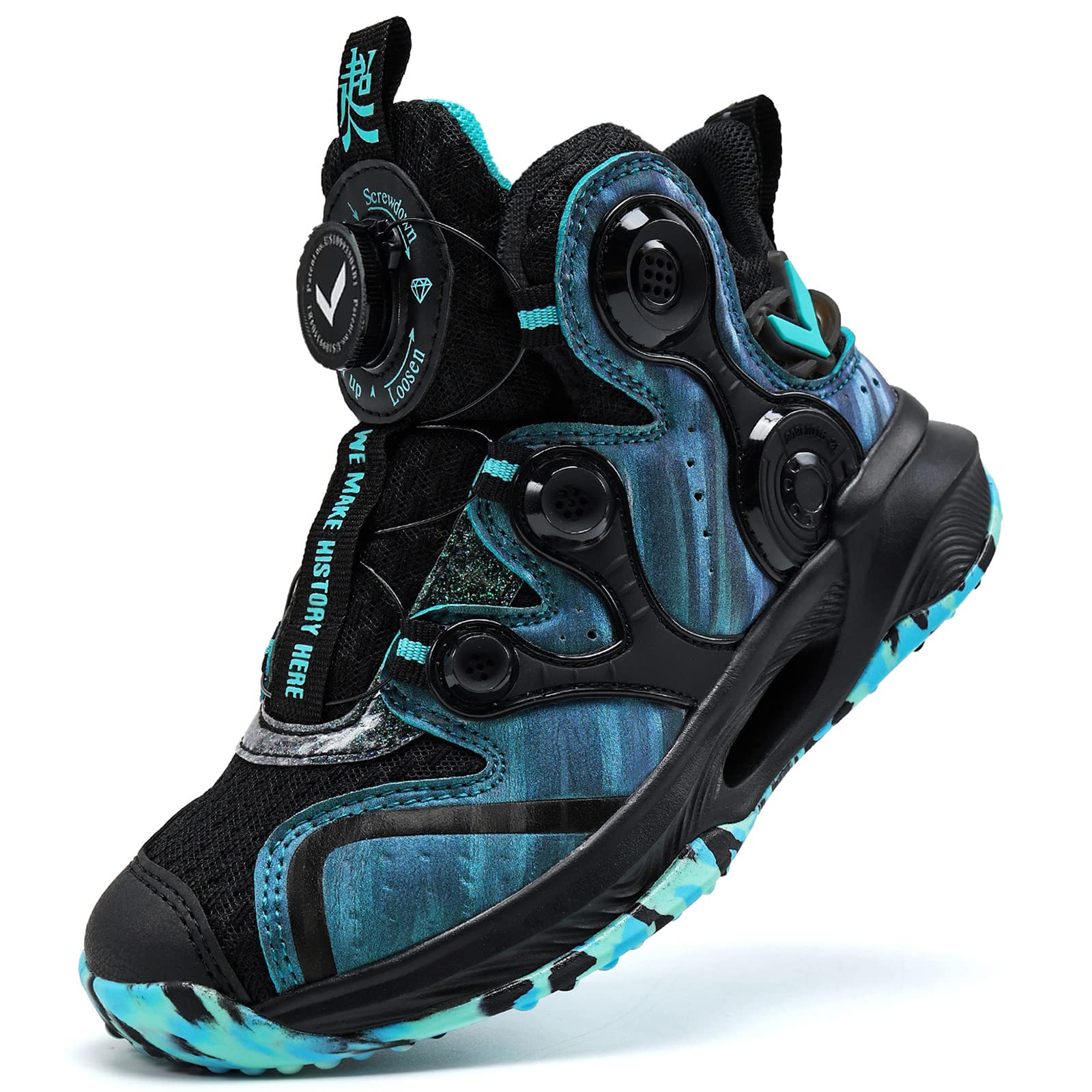 VITUOFLY Kids Basketball Shoes for Boys & Girls - Air Cushion Mid Top Sneakers with Non-Slip Sole | School Training, Outdoor Sports & Running Shoes | Durable Comfort for Little & Big Kids | Perfect for Basketball Practice, Gym Class & Playground Activities