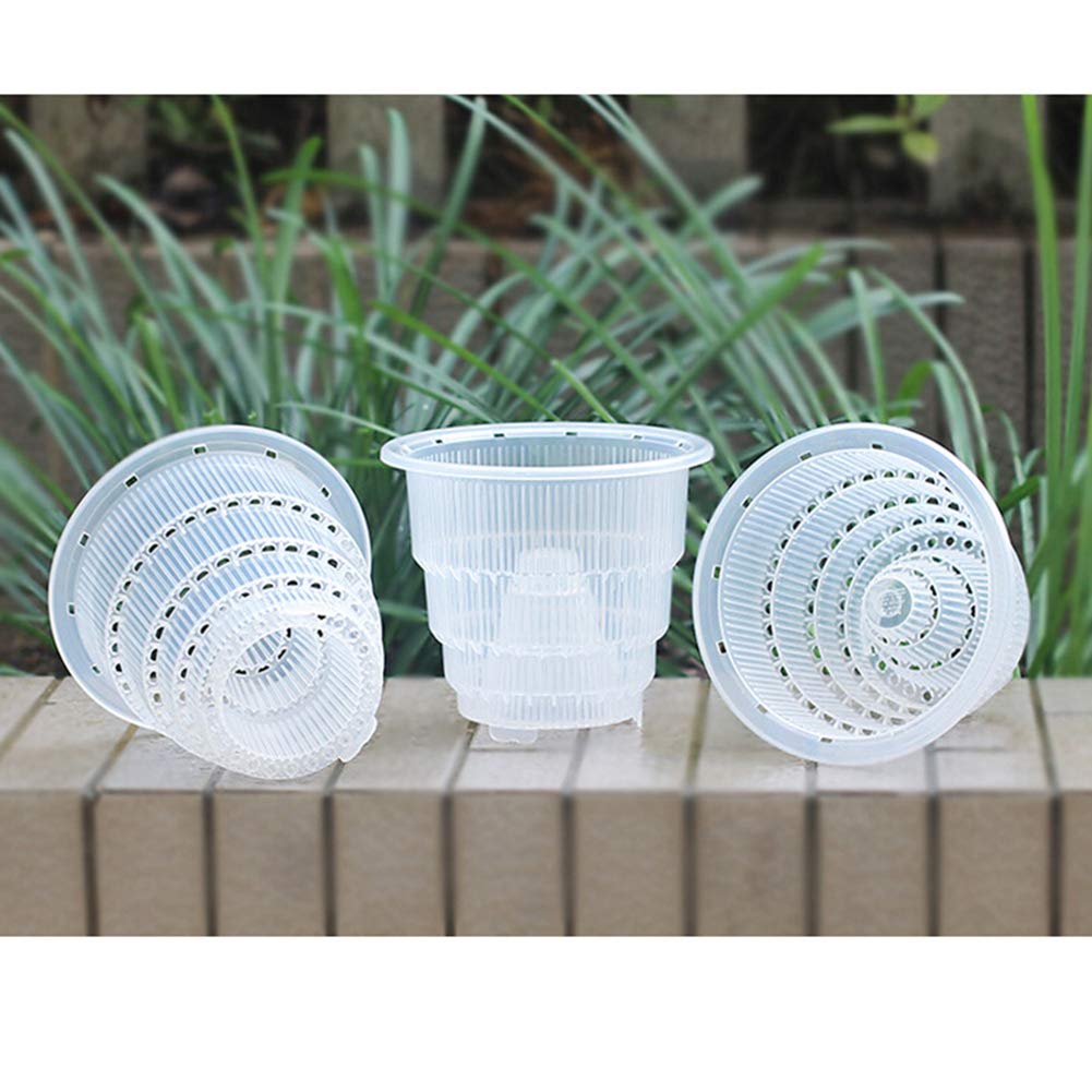 Breathable Root Control Pot with Tray - 10cm Transparent Flower Planter Basket for Succulents, Orchids & Indoor Plants | Perfect for Home Decor, Gardening & Hydroponics