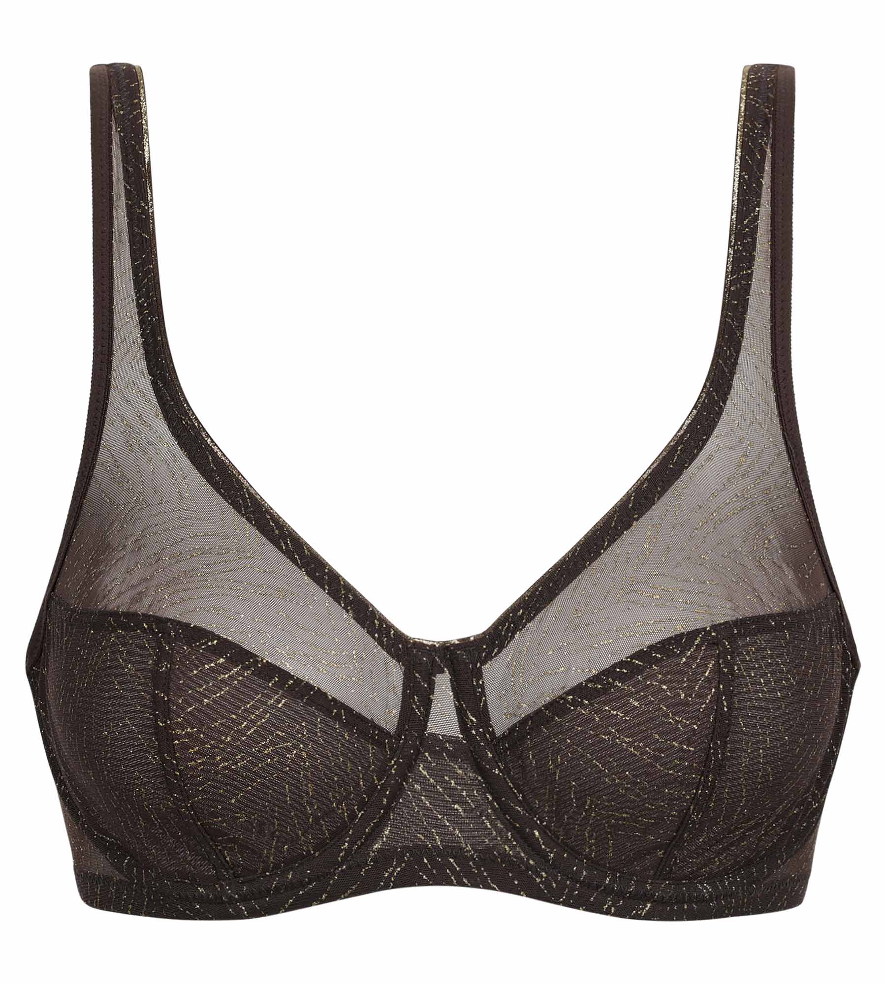 Lace Embroidered Chocolate & Gold Zebra Print Full Coverage Bra by Dim Generous – Perfect for Evening Wear, Date Nights & Special Occasions