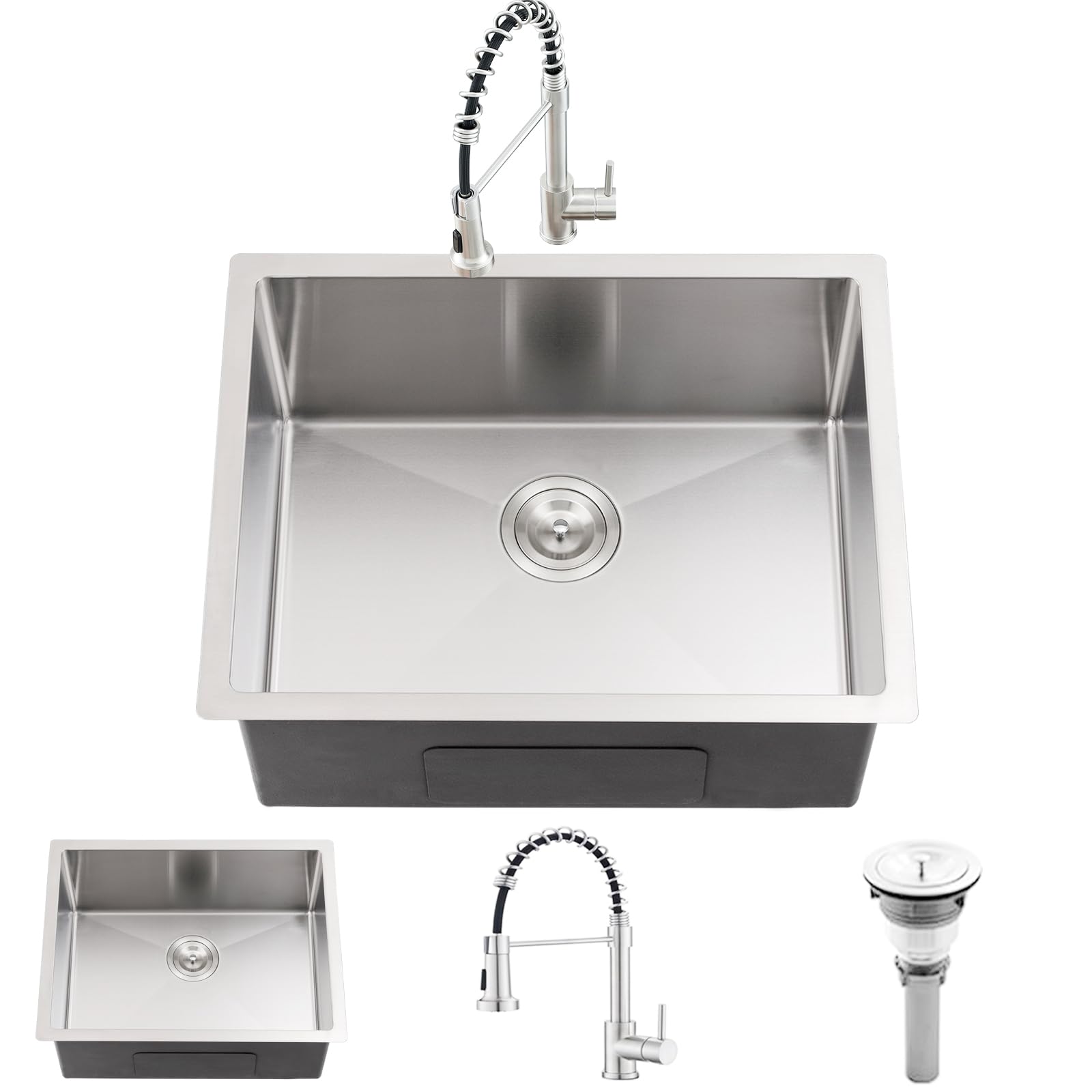 23x18x12 Inch Undermount Laundry Sink with Faucet Combo - 16 Gauge Stainless Steel Deep Single Bowl Utility Sink for Laundry Room & Kitchen - Perfect for Washing Clothes, Pet Bathing, and Garden Tool Cleaning