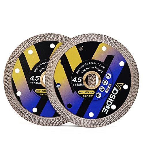 VOSIDUE 2-Pack Ultra Thin 4.5 Inch Diamond Tile Saw Blade for Porcelain, Ceramic & Stone Tiles - Perfect for Precision Cutting in Bathroom Renovations, Kitchen Backsplashes & Flooring Projects