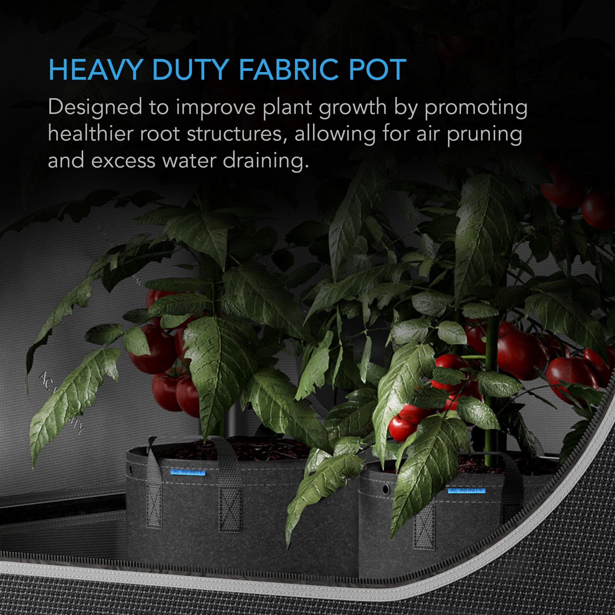 AC Infinity 7 Gallon Heavy Duty Fabric Pots - 5 Pack for Indoor/Outdoor Gardening, Aeration & Root Pruning - Perfect for Vegetables, Herbs, Flowers & Hydroponics