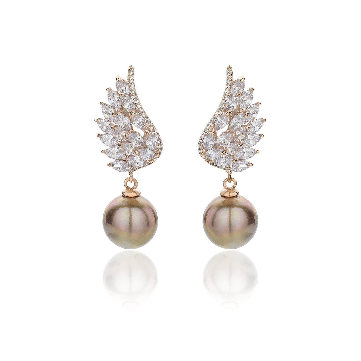 Cubic Zirconia Pearl Drop Earrings for Women - Elegant Bridal Jewelry & Wedding Accessories - Perfect for Bridesmaids, Prom, and Special Occasions