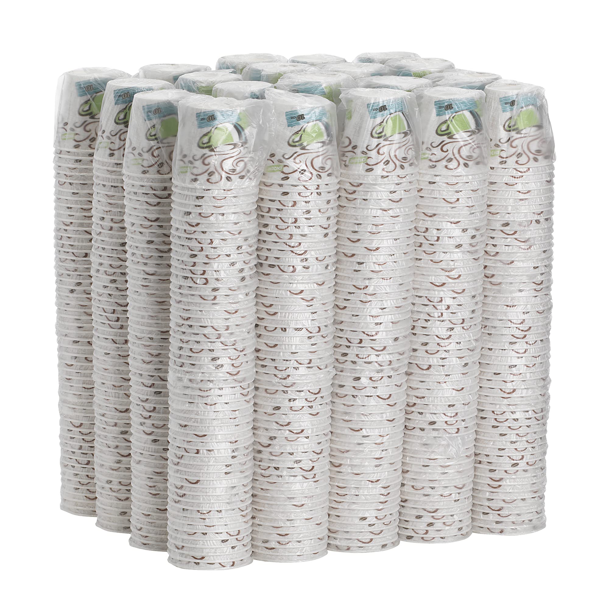 Dixie PerfecTouch 10 oz Disposable Paper Coffee Cups - 1000 Count, Individually Wrapped, Coffee Haze Design | Ideal for Office, Cafes & Home Use - GP PRO 5310CDWR