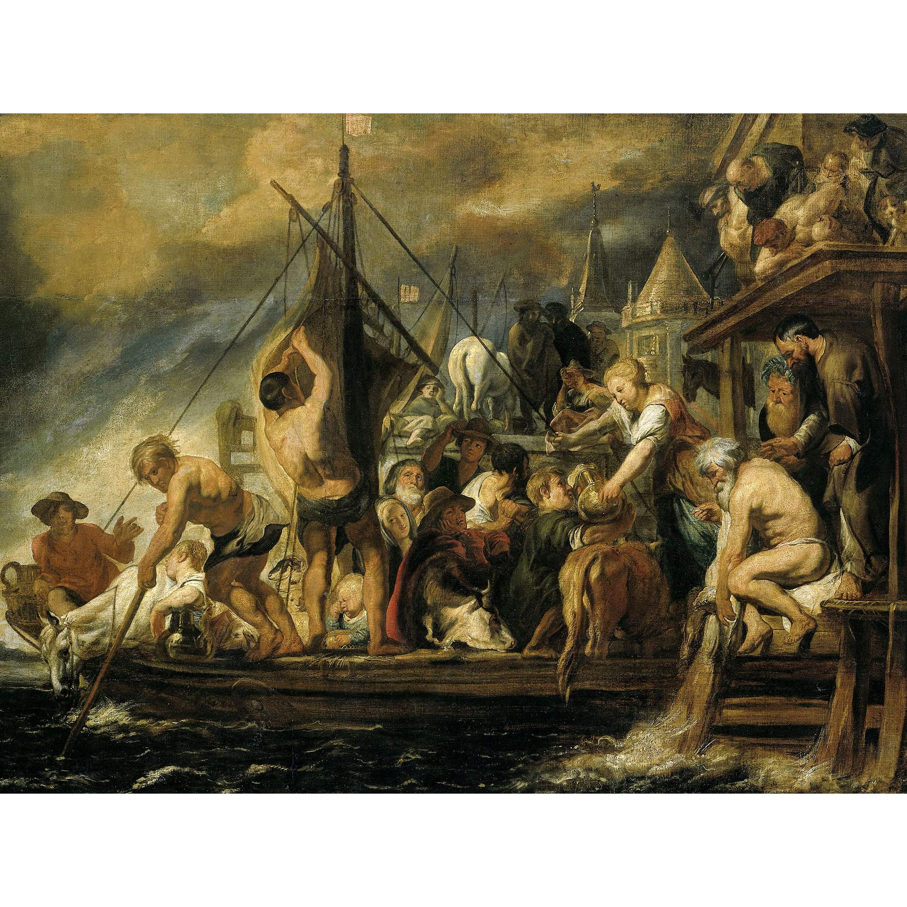Artery8 Jordaens Miracle Obol In Mouth Fish Large Wall Art Poster Print - 18x24 Inch Thick Paper Canvas - Perfect for Living Room, Bedroom & Office Decor