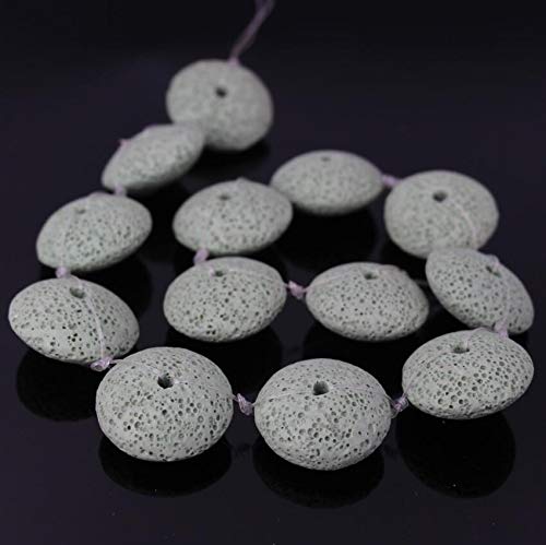 Natural Green Lava Stone Round Coin Beads - 12x25mm DIY Jewelry Making Supplies (3 Strands/Lot) for Necklaces, Earrings & Bracelets - Perfect for Boho, Hippie & Handmade Crafts