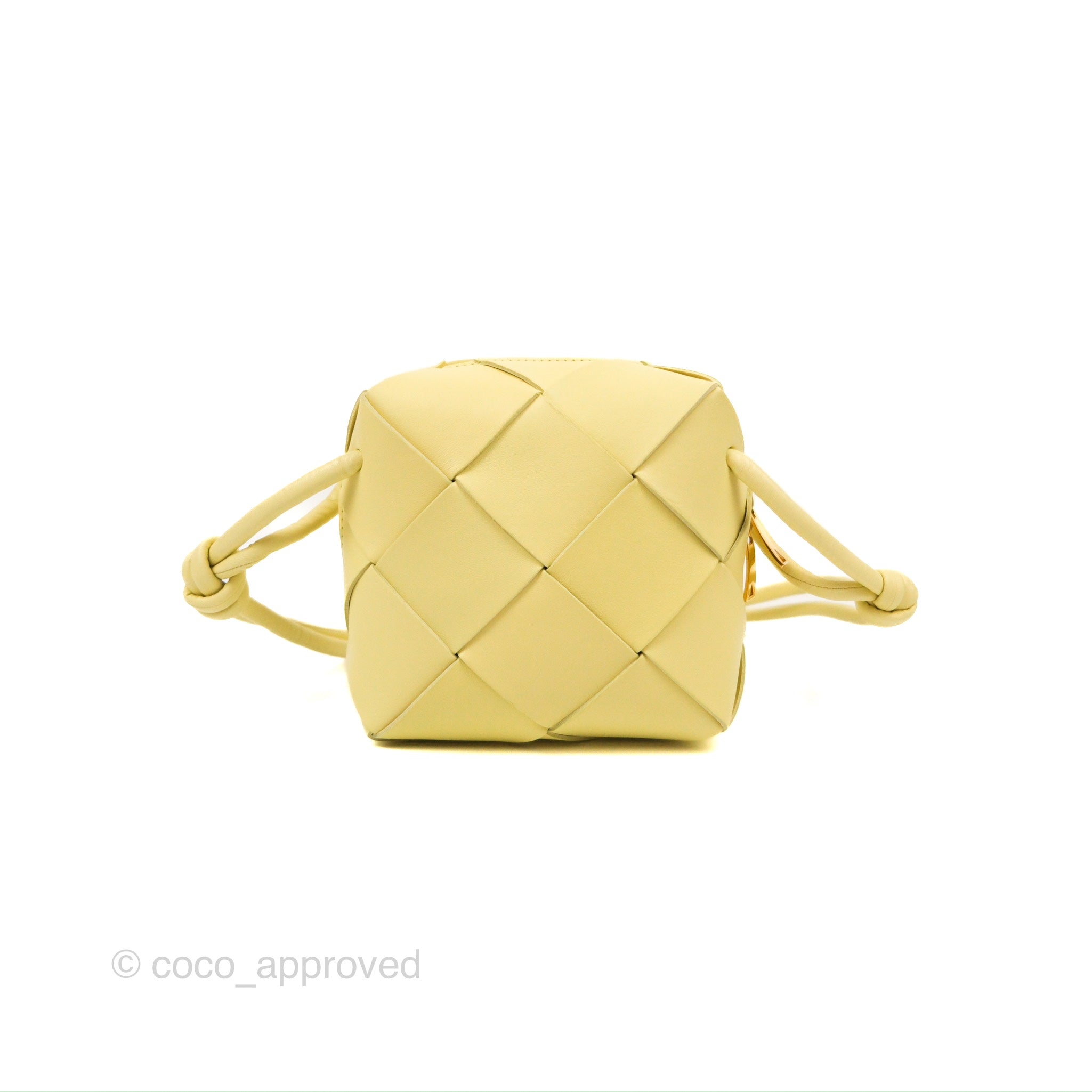 Bottega Veneta Mini Cassette Camera Bag in Ice Cream Yellow | Lambskin Leather Crossbody Purse for Women | Perfect for Everyday Use & Special Occasions
