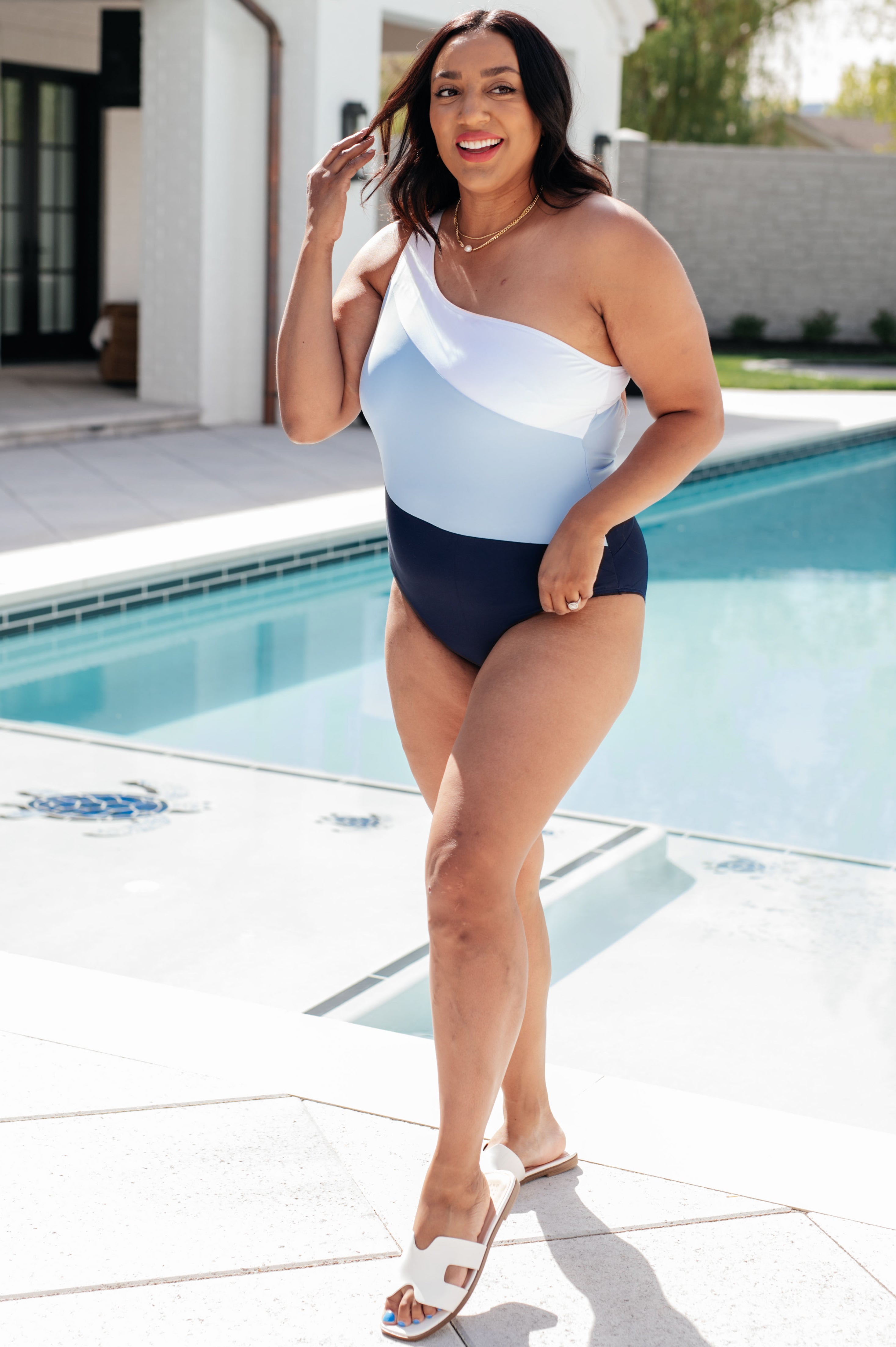 Dominica Color Block Asymmetrical One Piece Swimsuit for Women - Trendy Beachwear for Pool, Vacation & Summer Activities