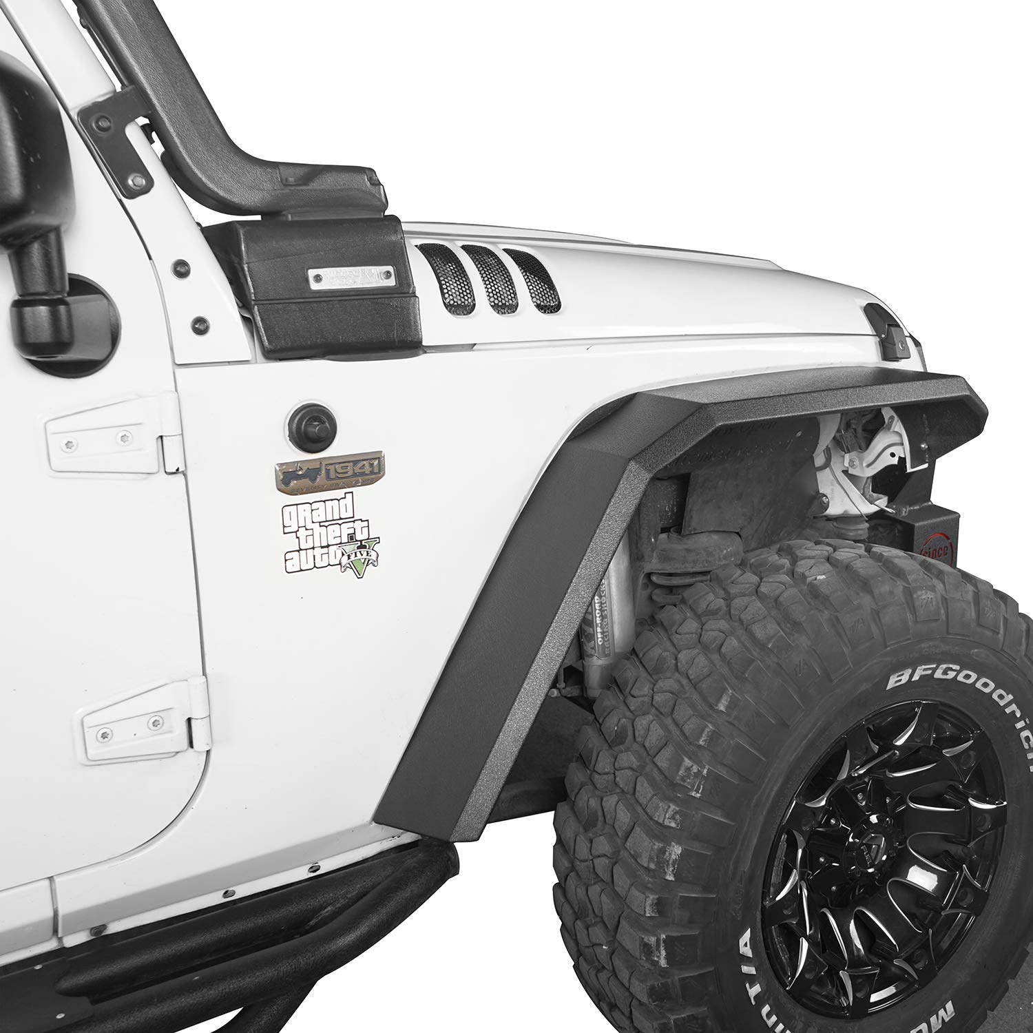 Jeep Wrangler JK Flat Tube Fender Flares - Heavy Duty Steel Mud Guards Wheel Armor Front & Rear Kit for 2007-2018 JK & Unlimited Models | Off-Road Protection & Stylish Upgrade for Jeep Enthusiasts