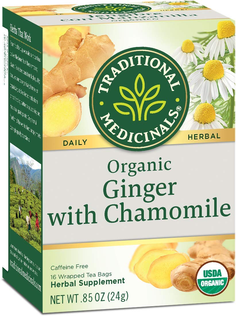 Organic Ginger Chamomile Tea Bags - Traditional Medicinal Herbal Tea for Digestion & Relaxation - 16 Count - Perfect for After Meals, Stress Relief & Evening Wind Down