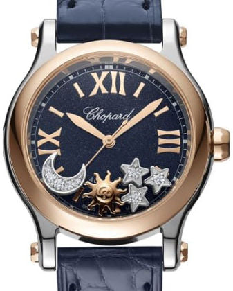 Chopard Happy Sport Ladies Watch - Stainless Steel with Sun, Moon & Stars Design | Luxury Women's Wristwatch for Everyday Wear & Special Occasions