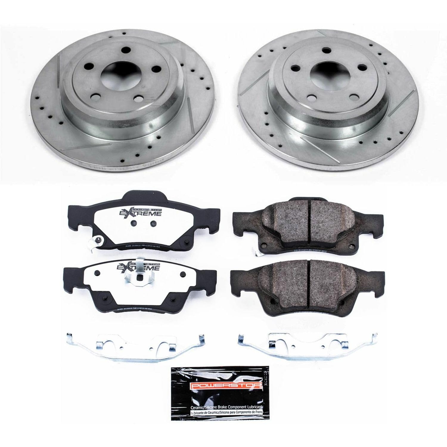 Power Stop K5950-36 Z36 Truck & Tow Brake Kit - Carbon Fiber Ceramic Brake Pads & Drilled Slotted Rotors for 2011-2022 Dodge Durango & Jeep Grand Cherokee - Heavy Duty Towing & Off-Road Performance