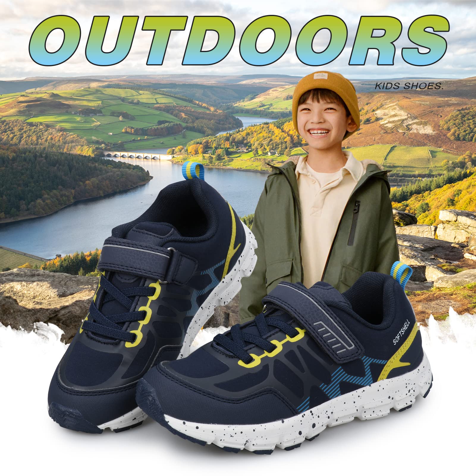 UOVO Boys Athletic Sneakers - Waterproof Hiking & Running Shoes for Kids - Non-Slip Comfortable Outdoor Tennis Shoes for Little & Big Boys - Perfect for School, Sports & Daily Adventures